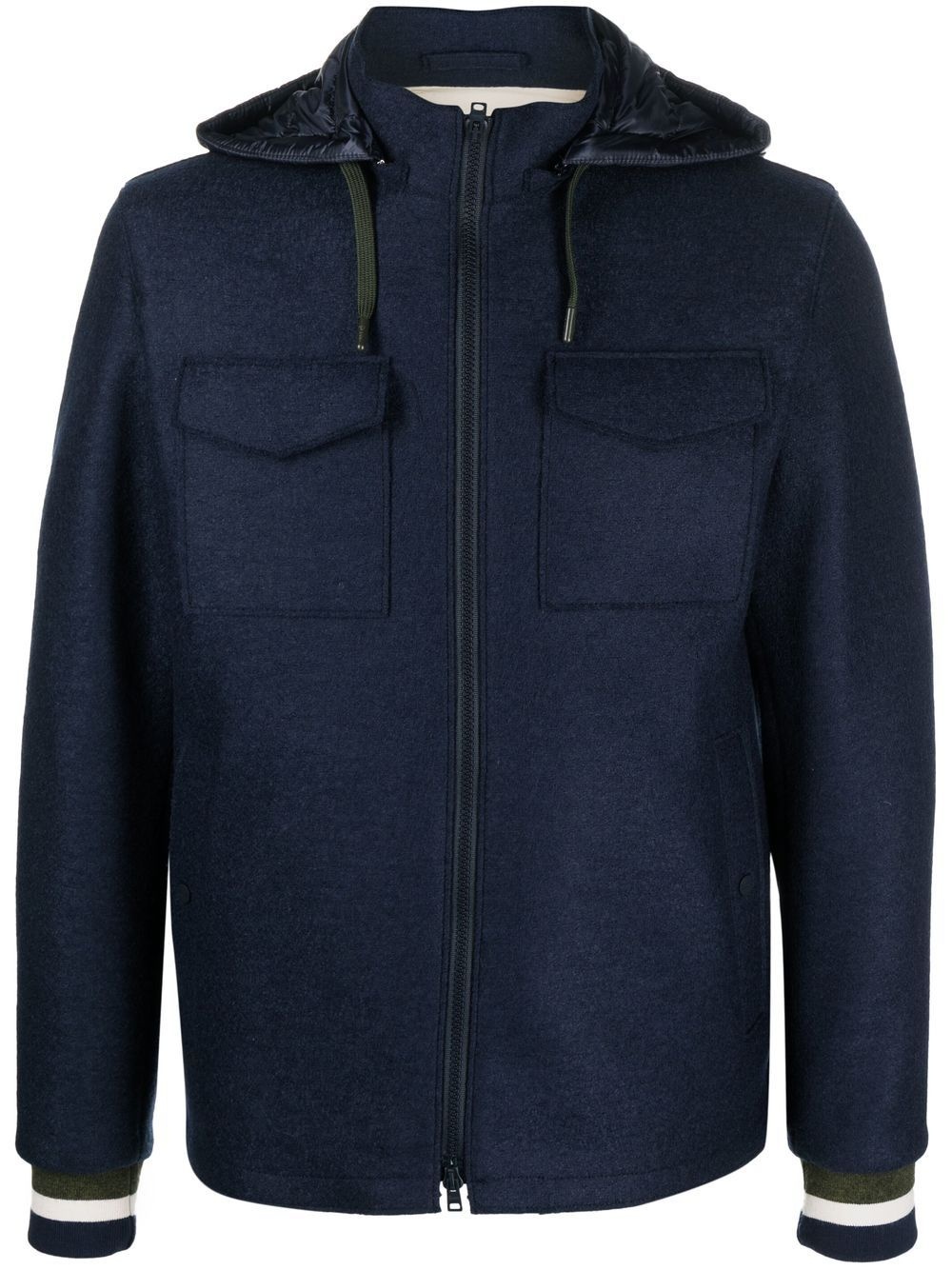 hooded wool zip jacket - 1