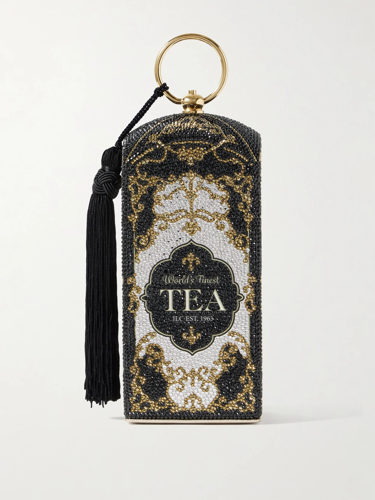 Tea Crystal-embellished Gold-tone Clutch - 1