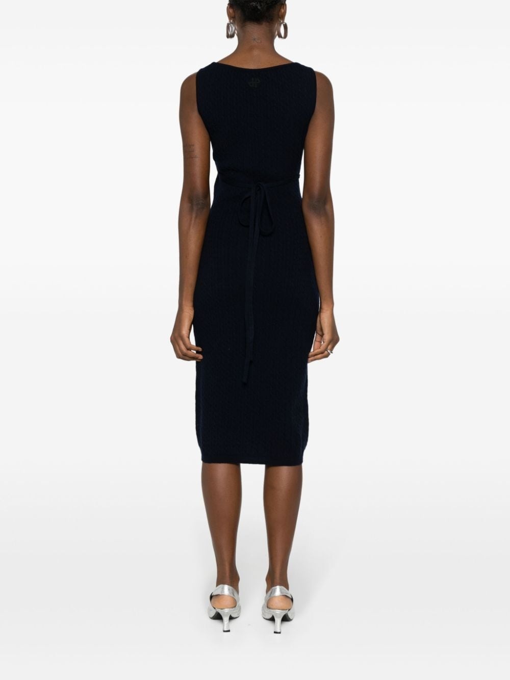 logo-patch cable-knit dress - 4