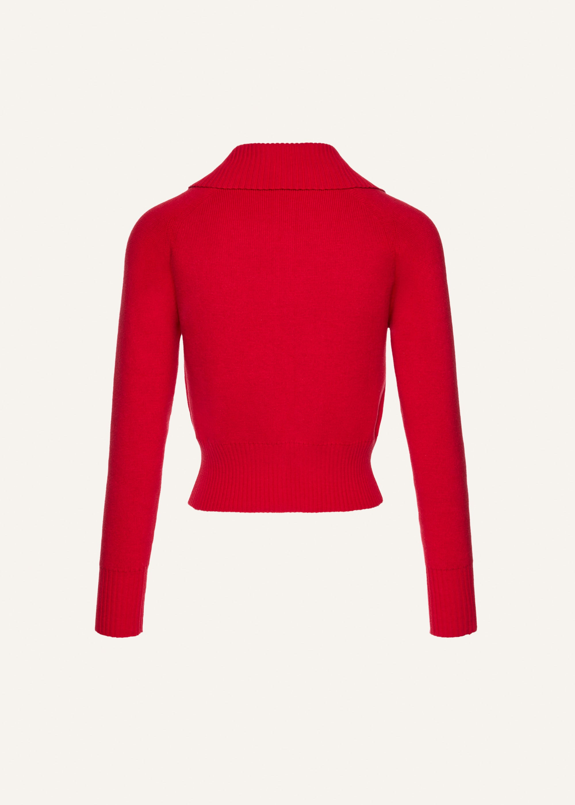 Long-sleeve buttoned cropped sweater in red - 2