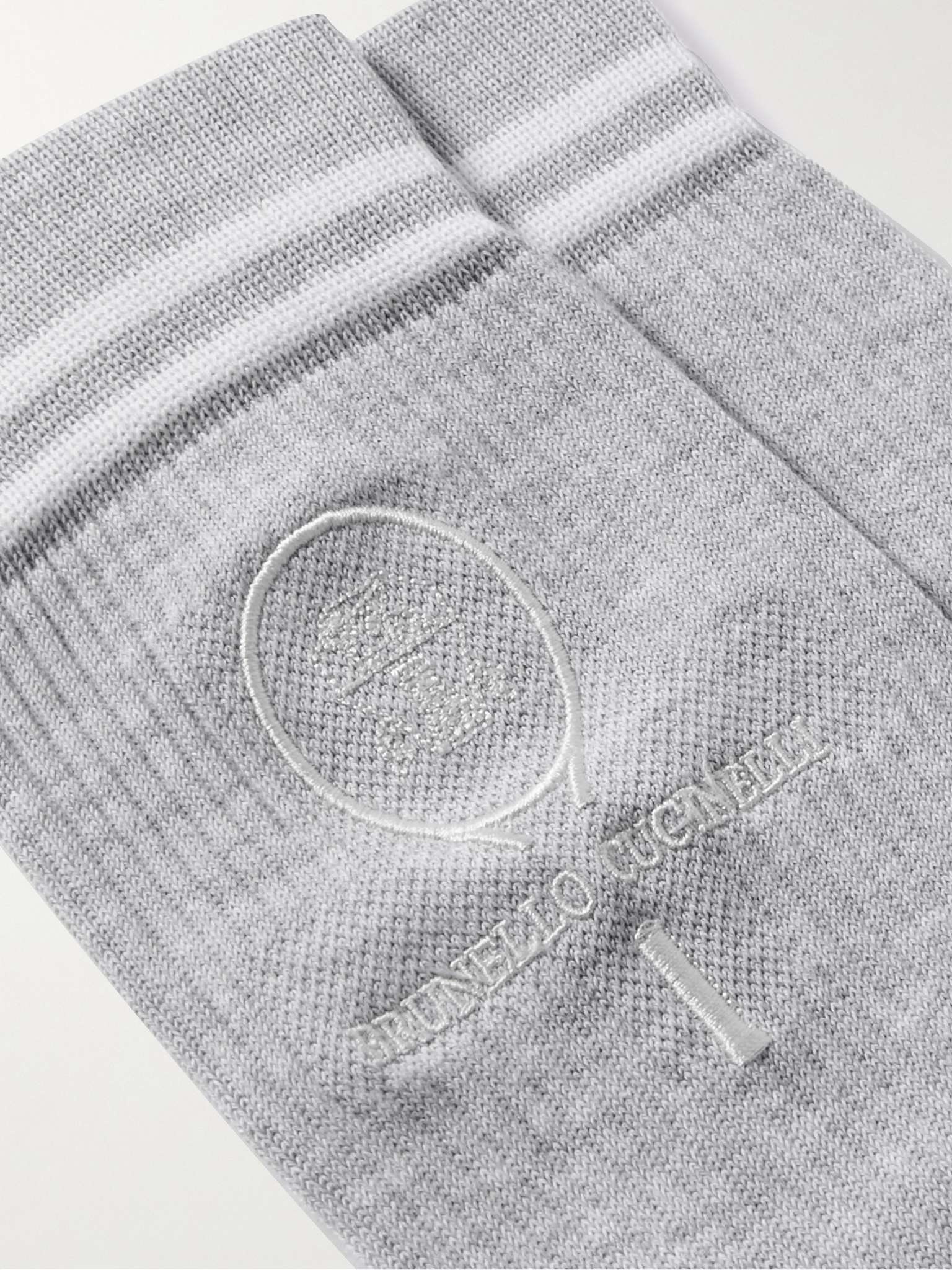 Logo-Embroidered Striped Ribbed Cotton-Blend Socks - 2
