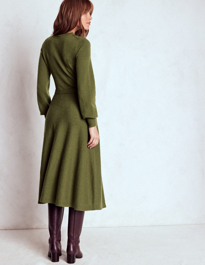 Lace Insert Knitted Midi Dress-Forest Glade 5