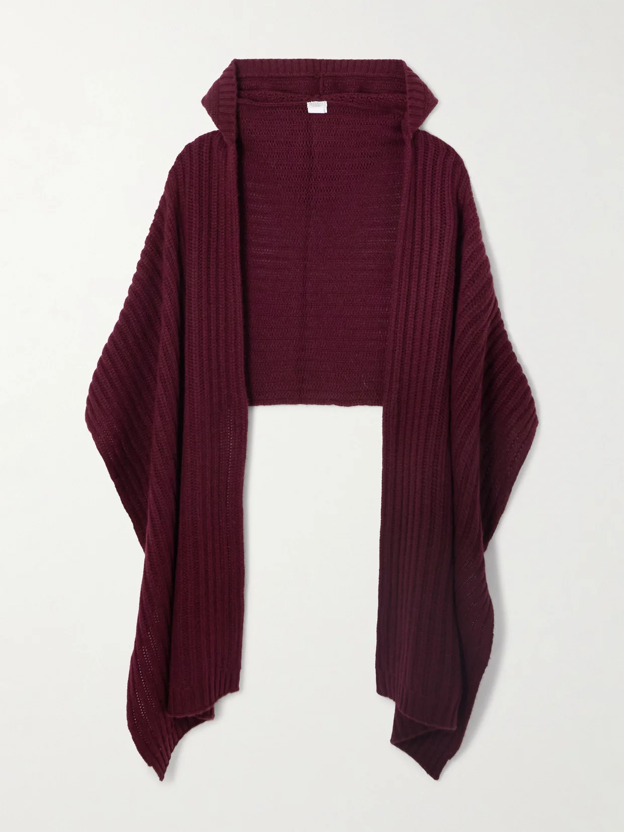 Hooded Ribbed Cashmere Scarf - 1
