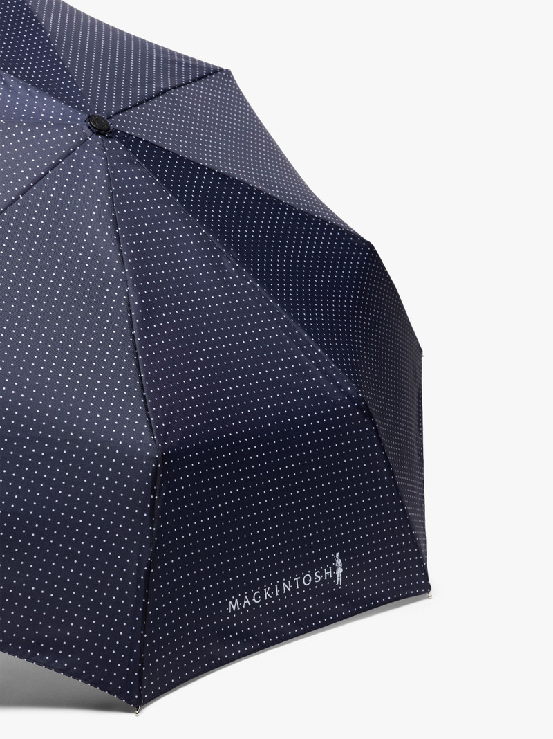 Mackintosh AYR NAVY X WHITE POLKA DOT AUTOMATIC TELESCOPIC UMBRELLA | ACC-027 outlook