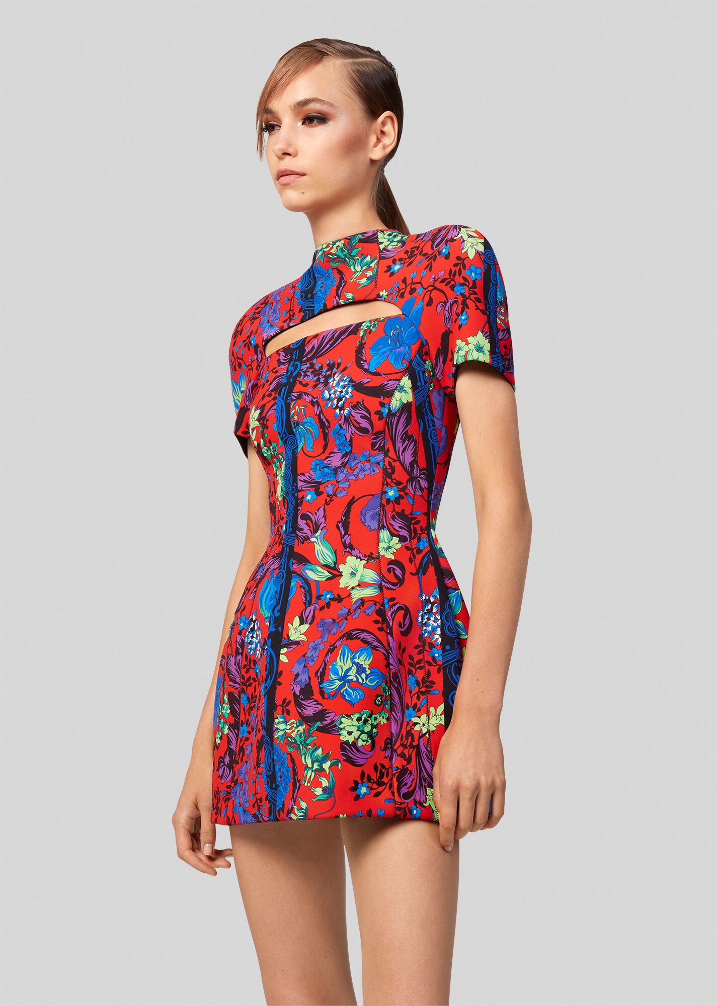 Barocco Garden Print Dress With Slash - 2