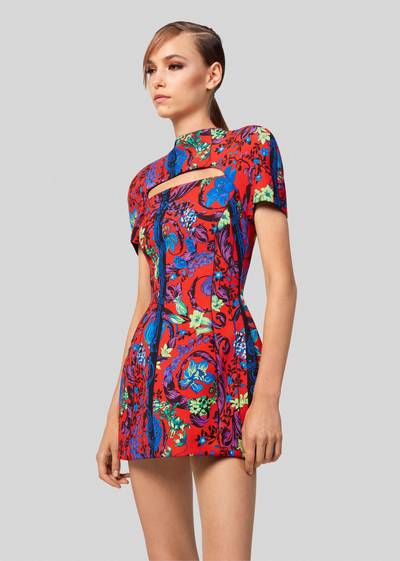 VERSACE Barocco Garden Print Dress With Slash outlook