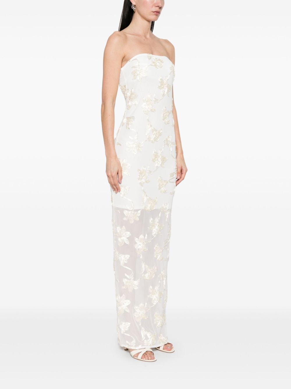floral-appliqué tulle maxi dress - 3