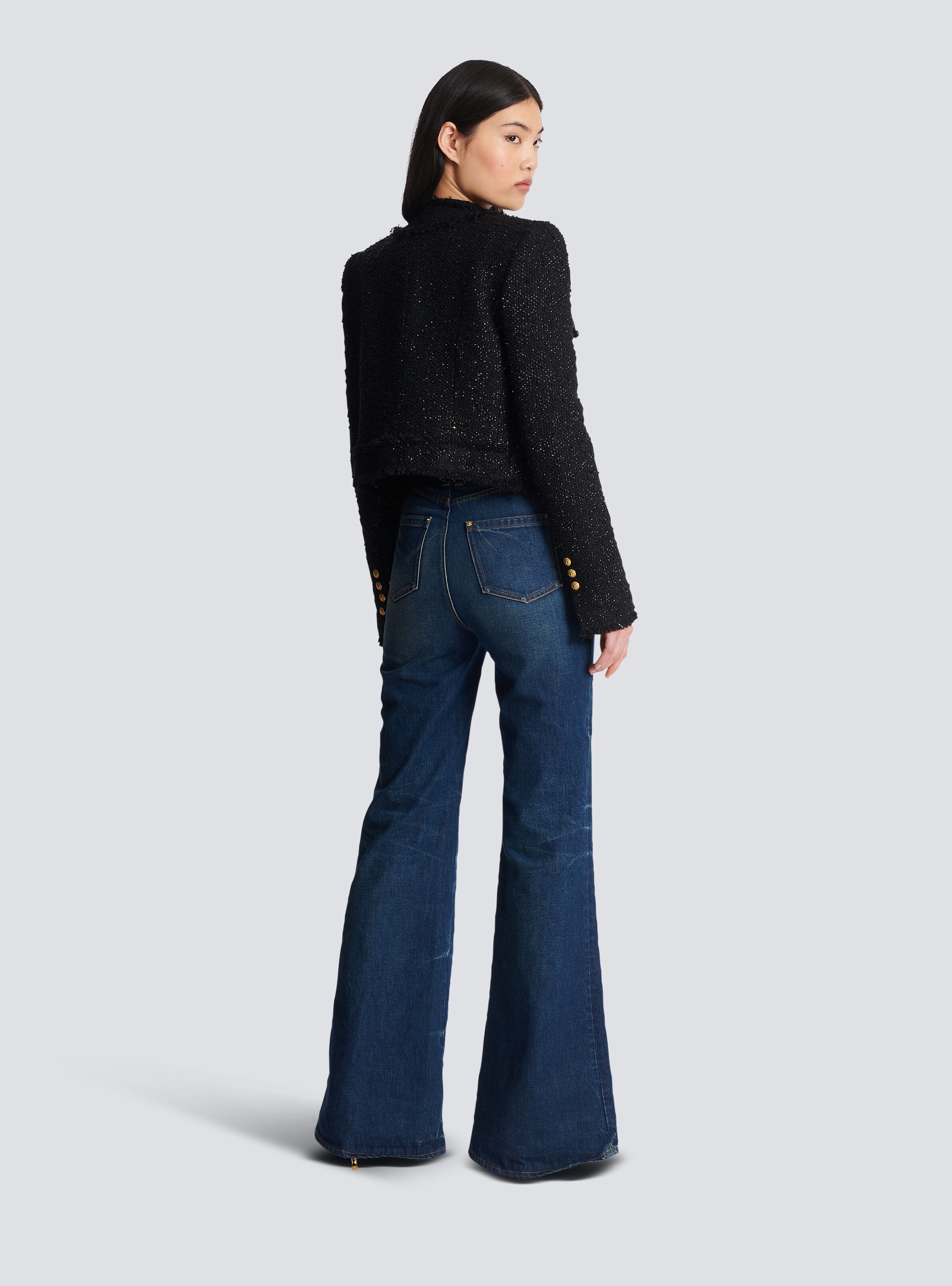 Cropped lurex tweed jacket - 4