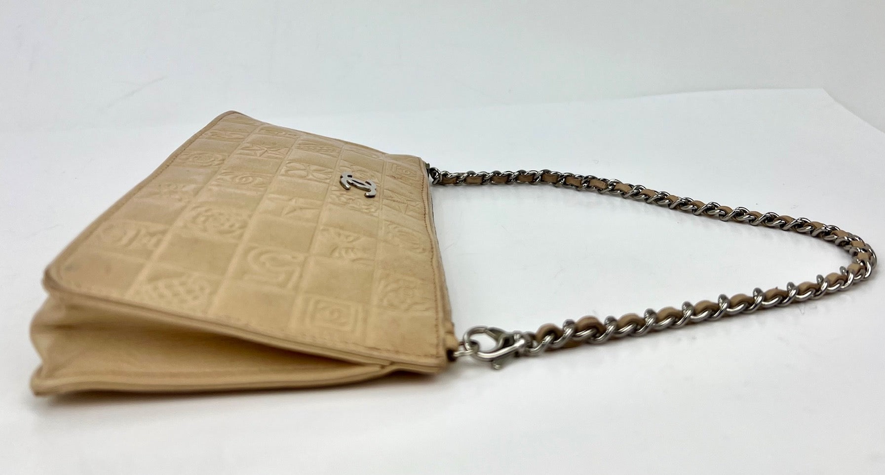 CHANEL Bag Lucky Symbols Pochette Quilted Beige Lambskin Shoulder Wristlet Preowned - 7
