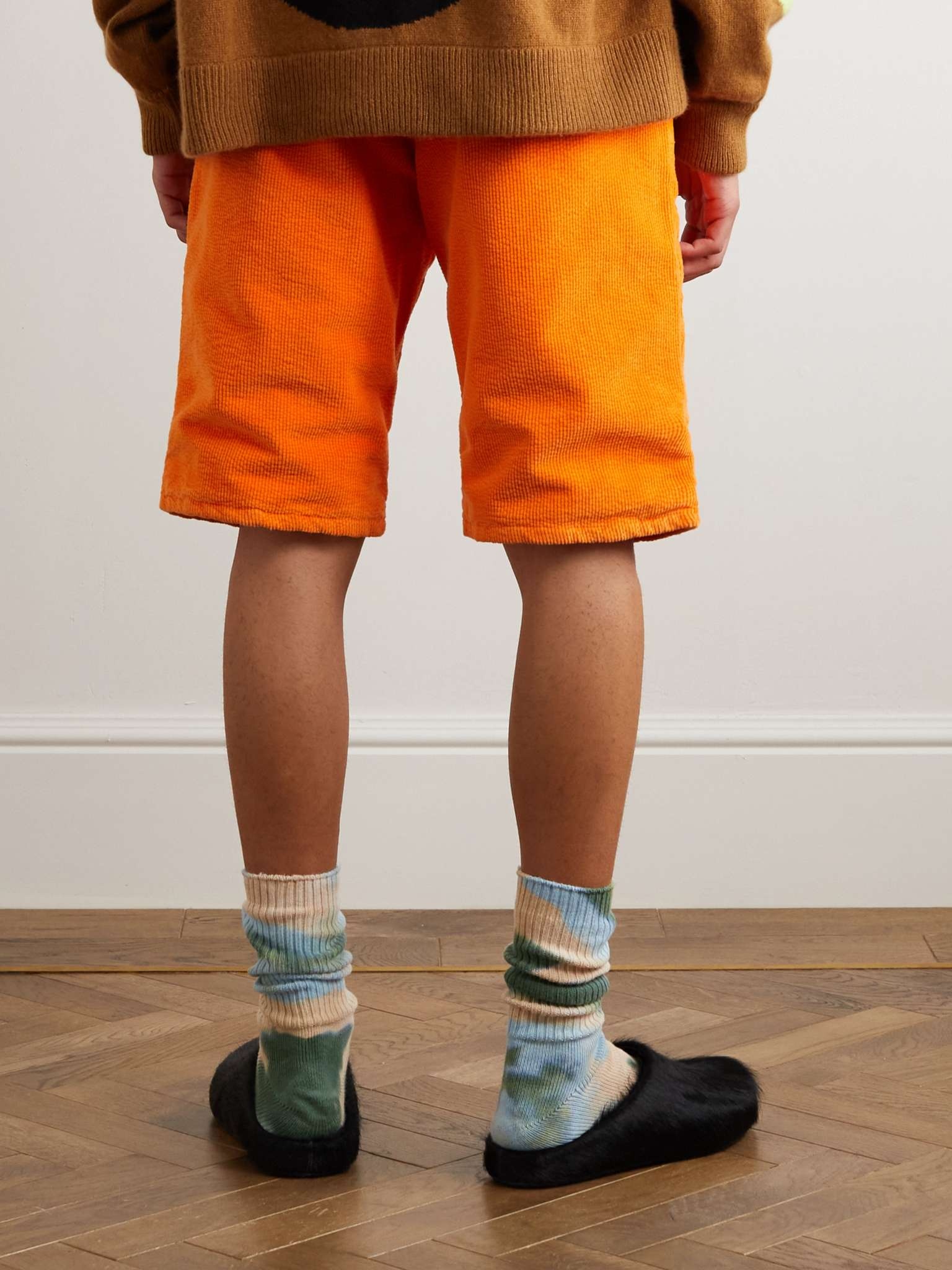 Straight-Leg Logo-Emboidered Cotton-Corduroy Shorts - 4