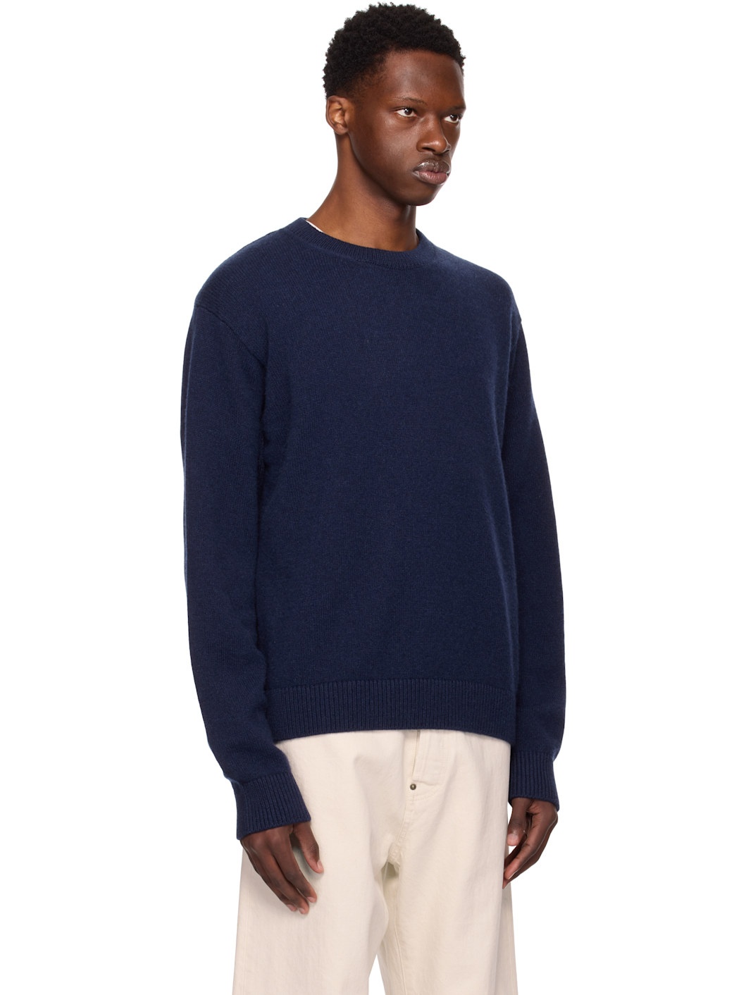 Navy Simple Crew Sweater - 2