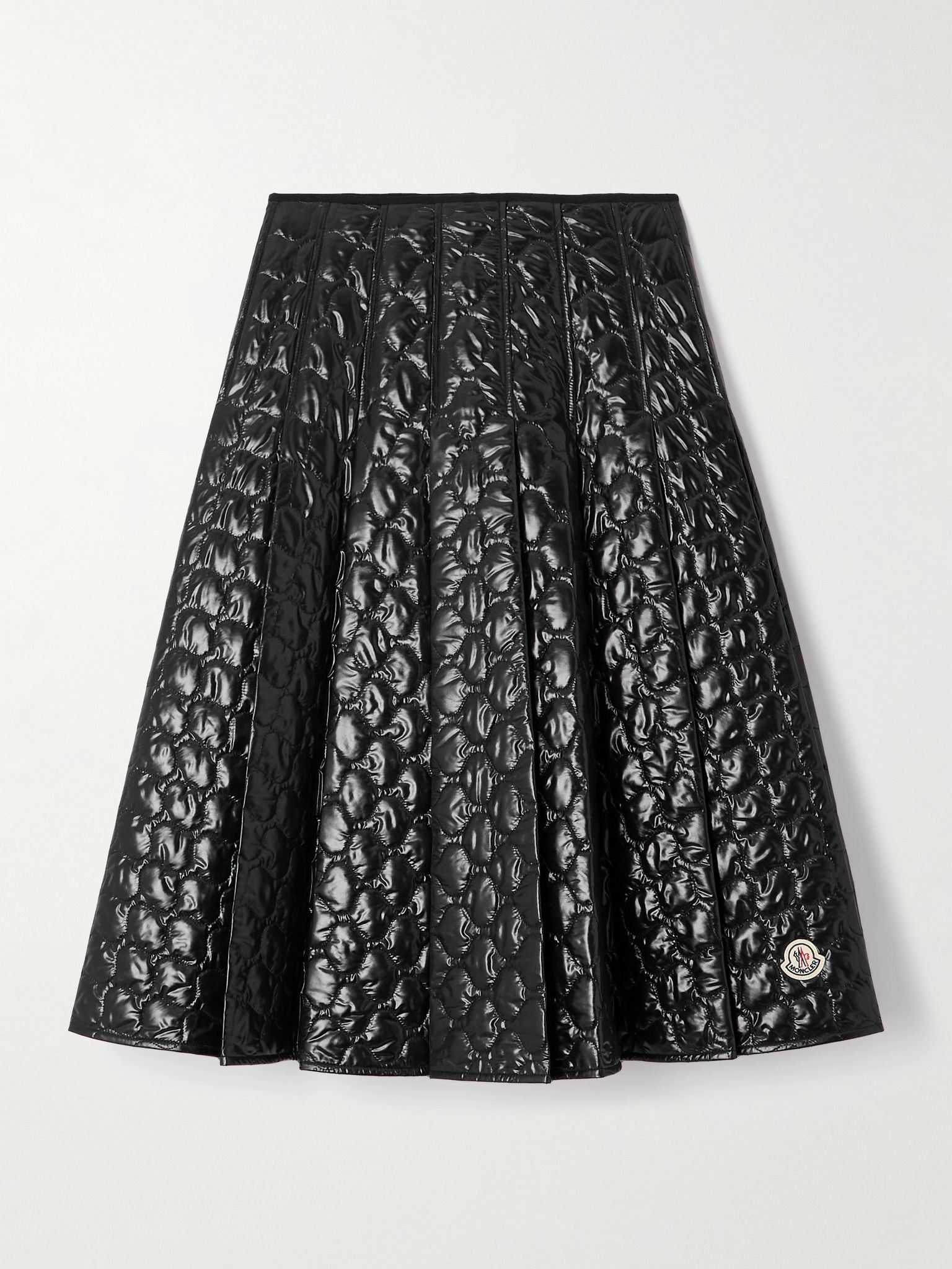 Appliquéd pleated quilted padded shell skirt Black - 1
