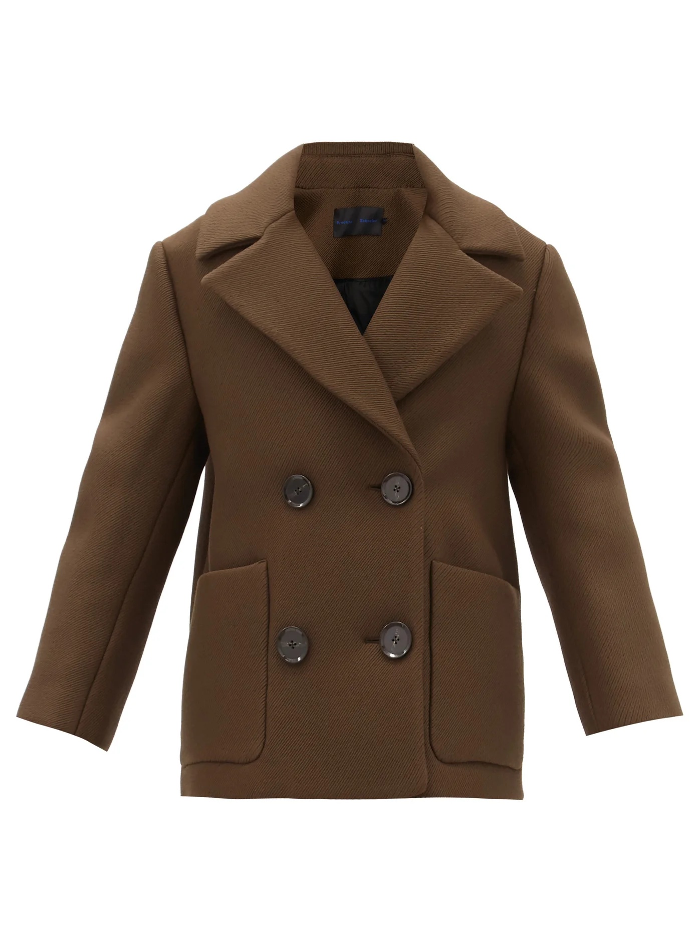 Double-breasted twill pea coat - 1