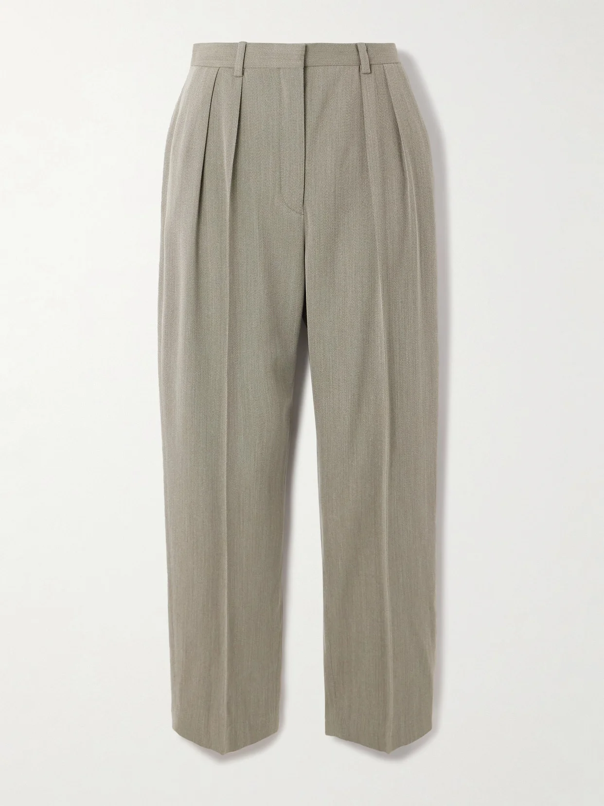 Hudson Cropped Pleated Wool Tapered Pants - 1