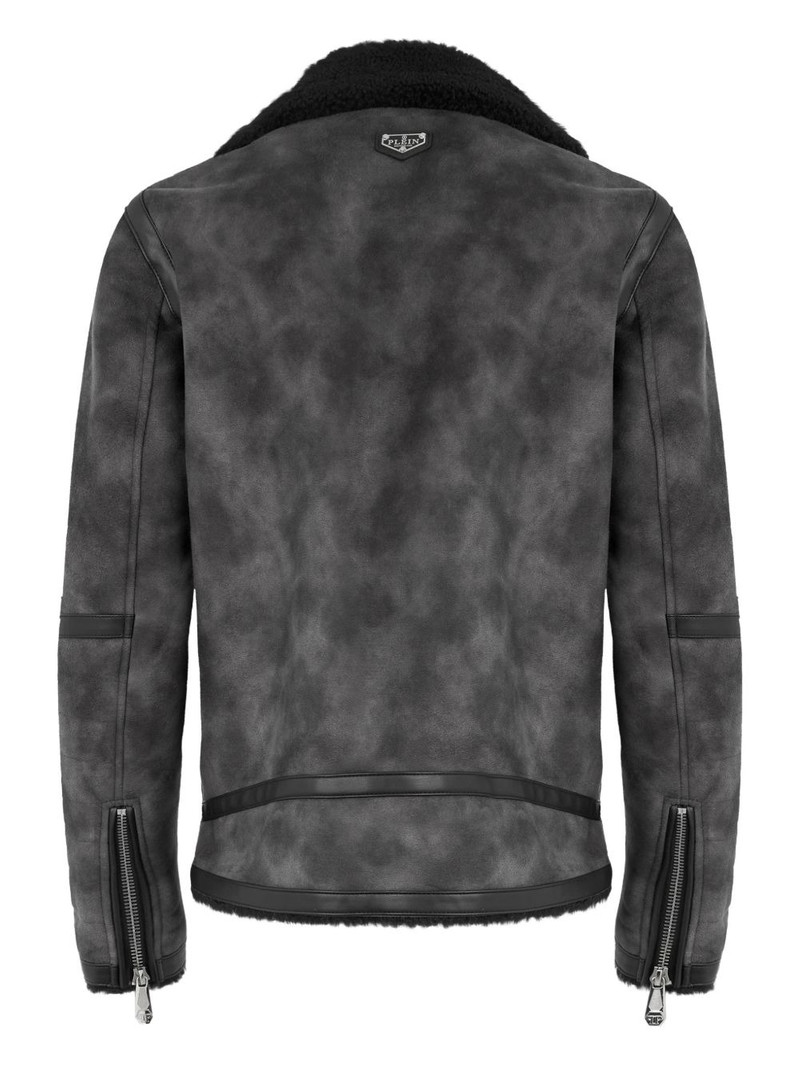 PHILIPP PLEIN zip-up biker jacket outlook