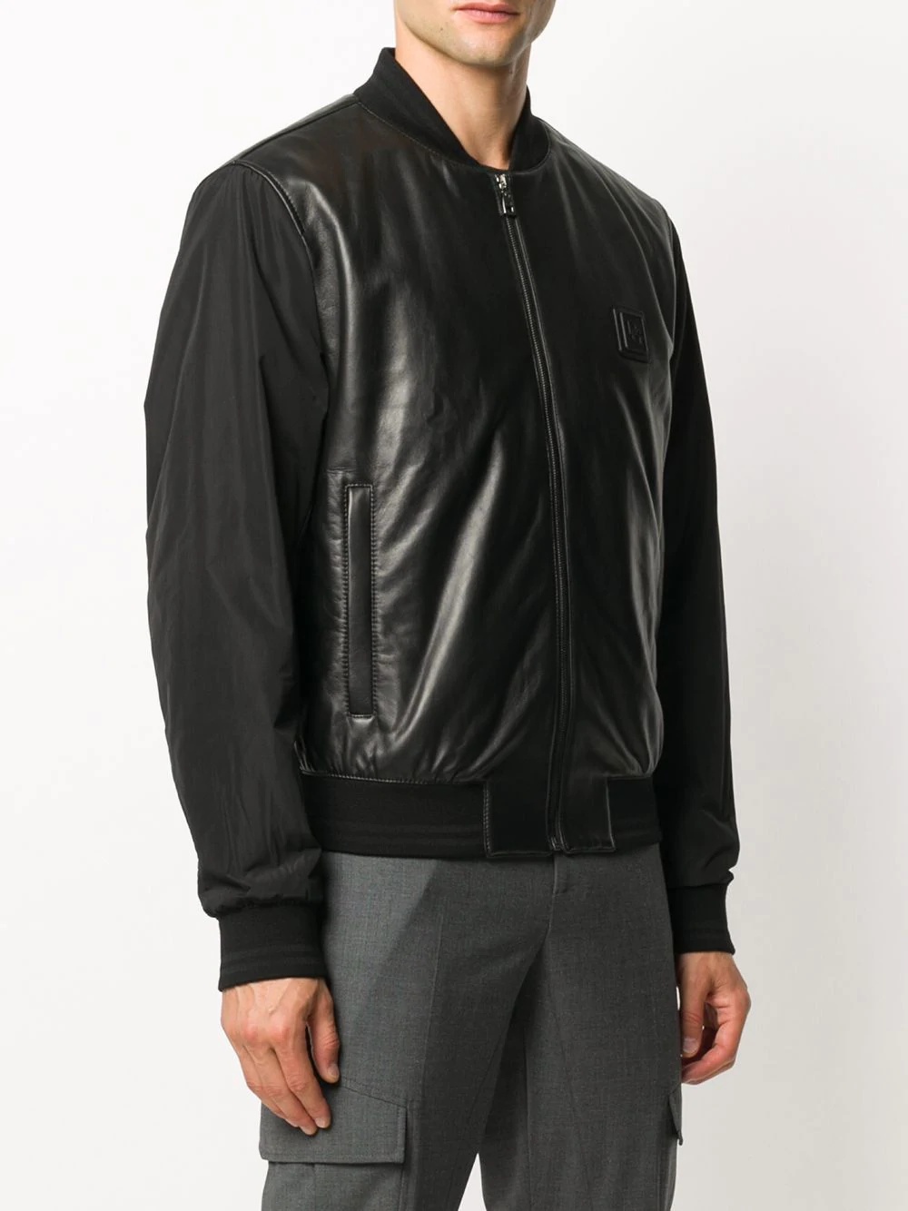 leather panel jacket - 3