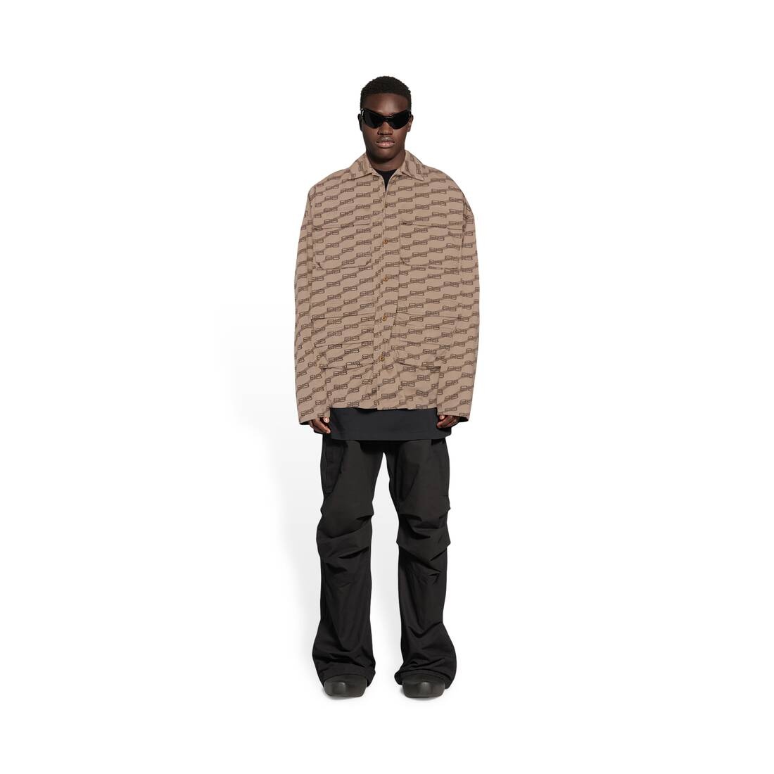 Men's Bb Monogram Cargo Shirt  in Beige - 2