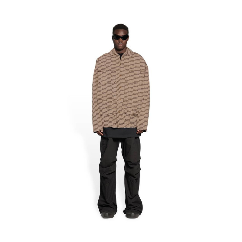 BALENCIAGA Men's Bb Monogram Cargo Shirt  in Beige outlook