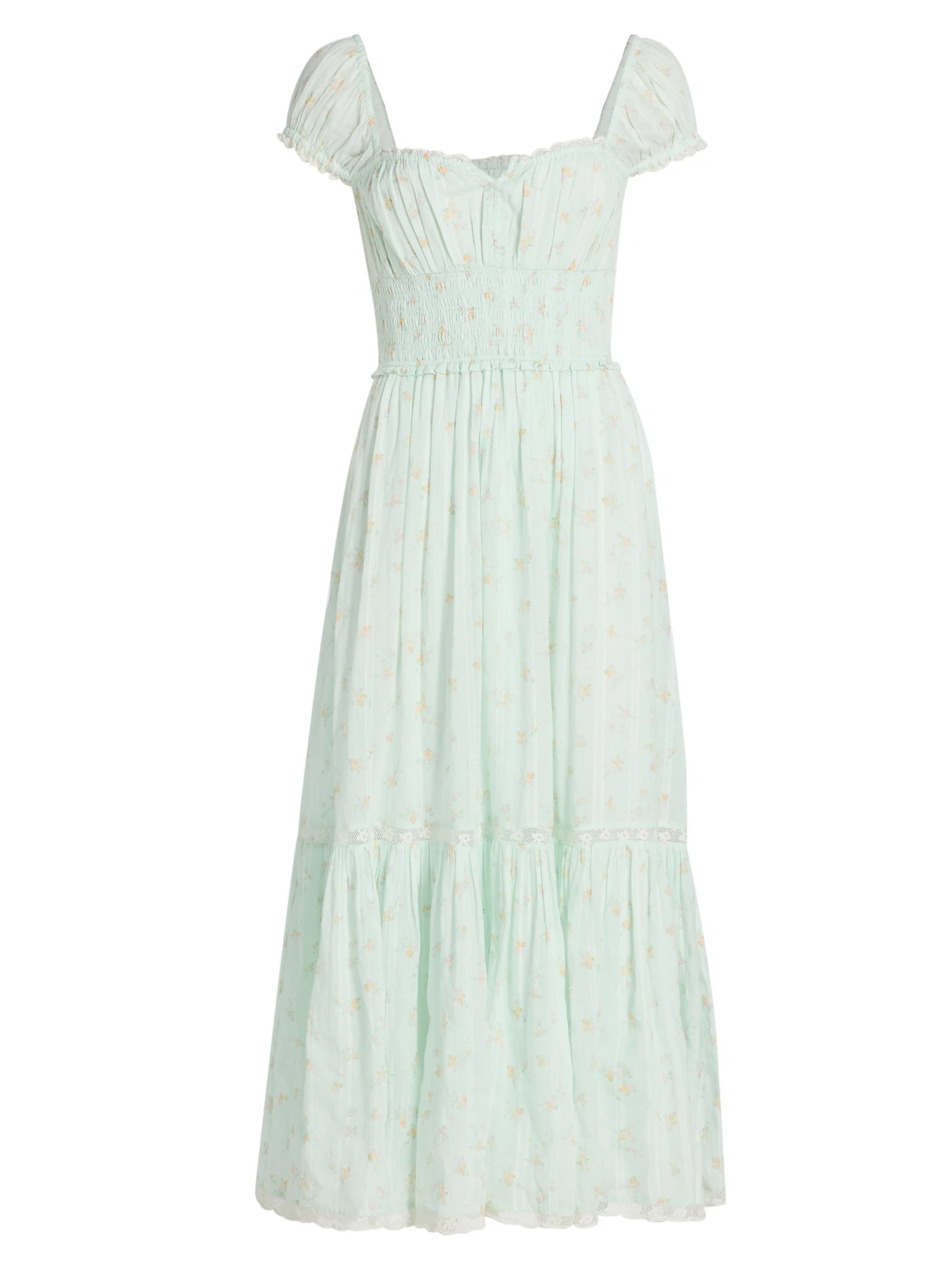 Women's Lyssara Floral Cotton A-Line Midi-Dress - Celadon Drift - 1