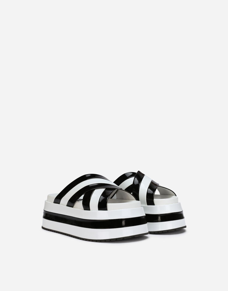 Polished calfskin flatform sliders - 2
