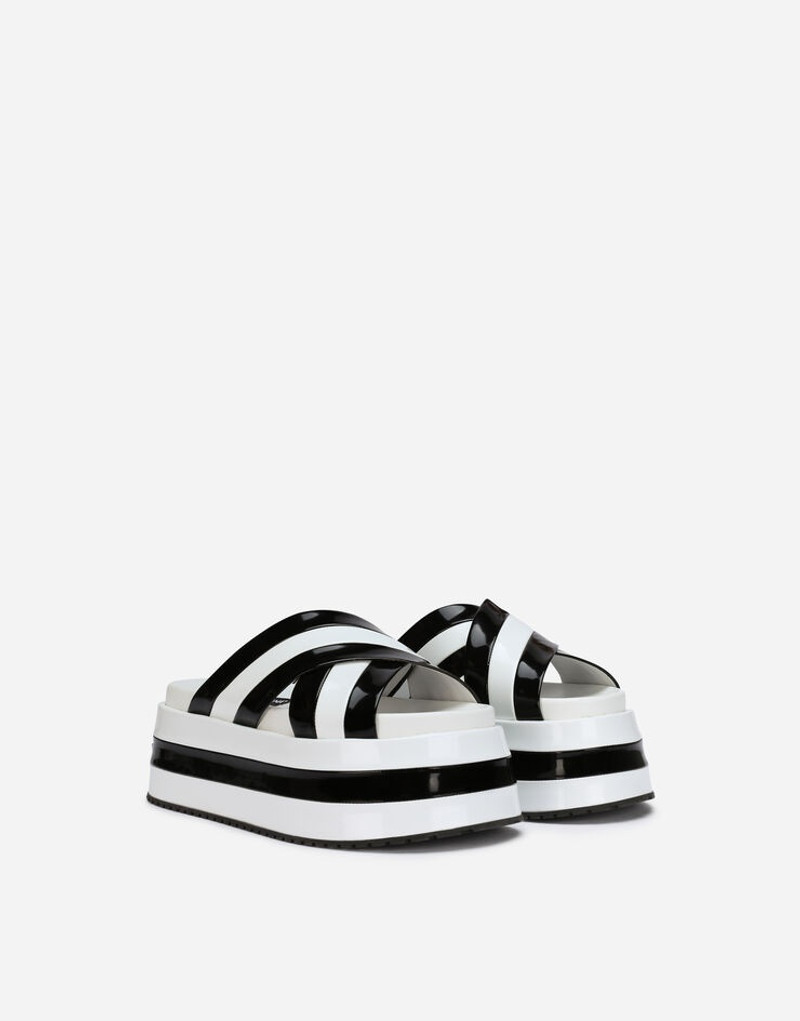 Dolce & Gabbana Polished calfskin flatform sliders outlook