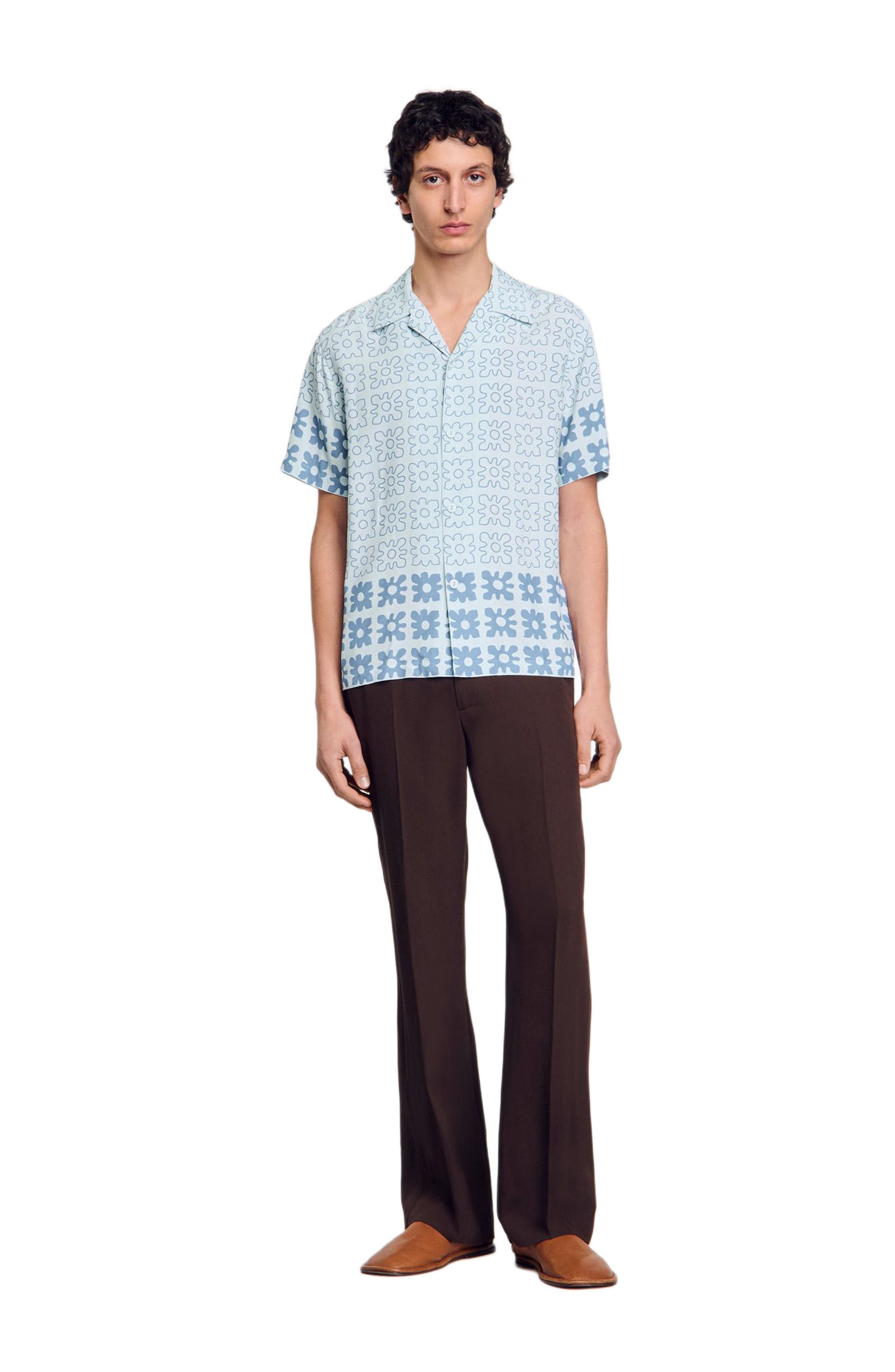 SANDRO Floral motif shirt in Blue Sky at Nordstrom - 1