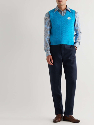 Etro Slim-Fit Embroidered Cable-Knit Mohair-Blend Sweater Vest outlook