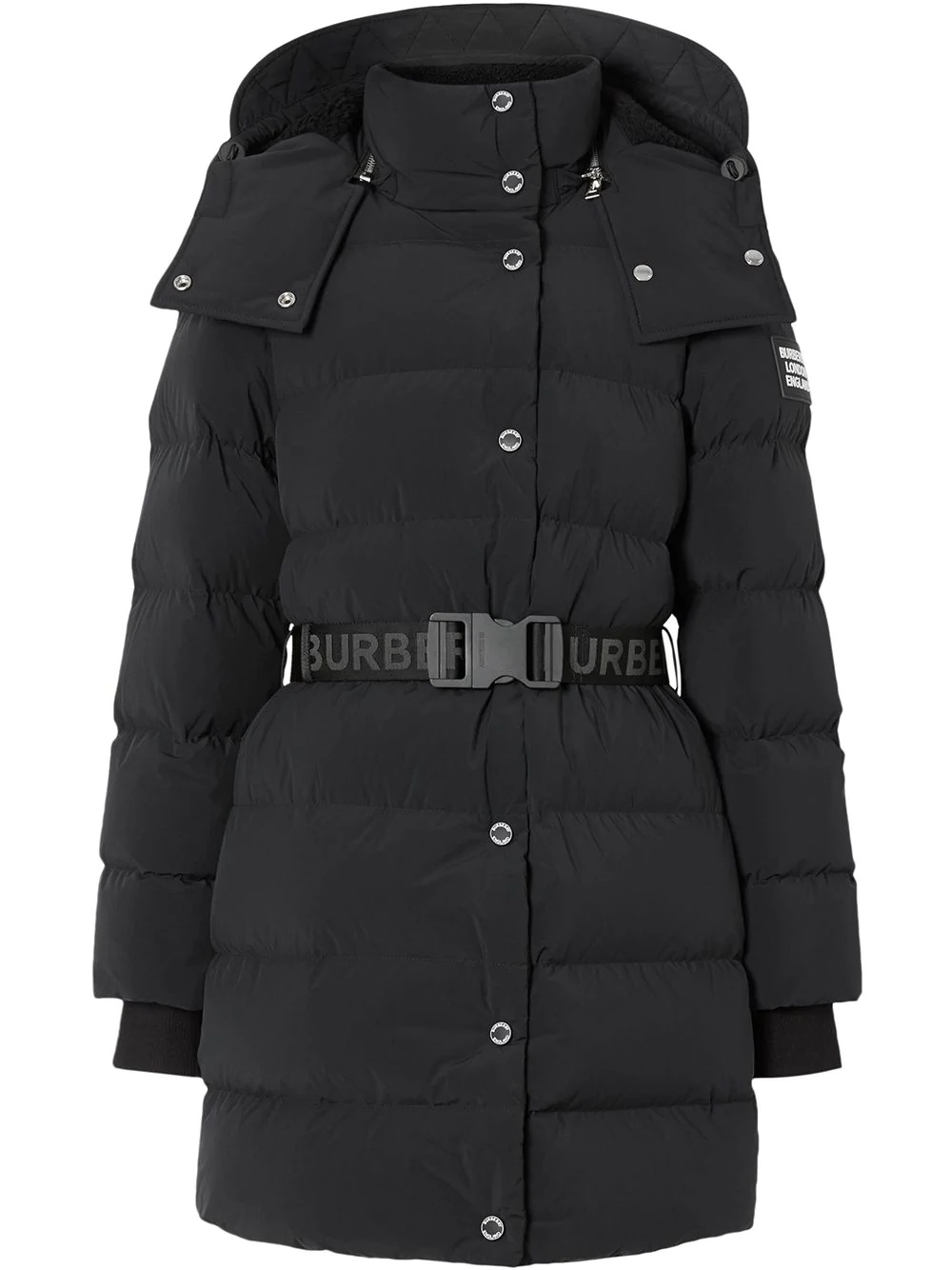 logo belted puffer jacket - 1