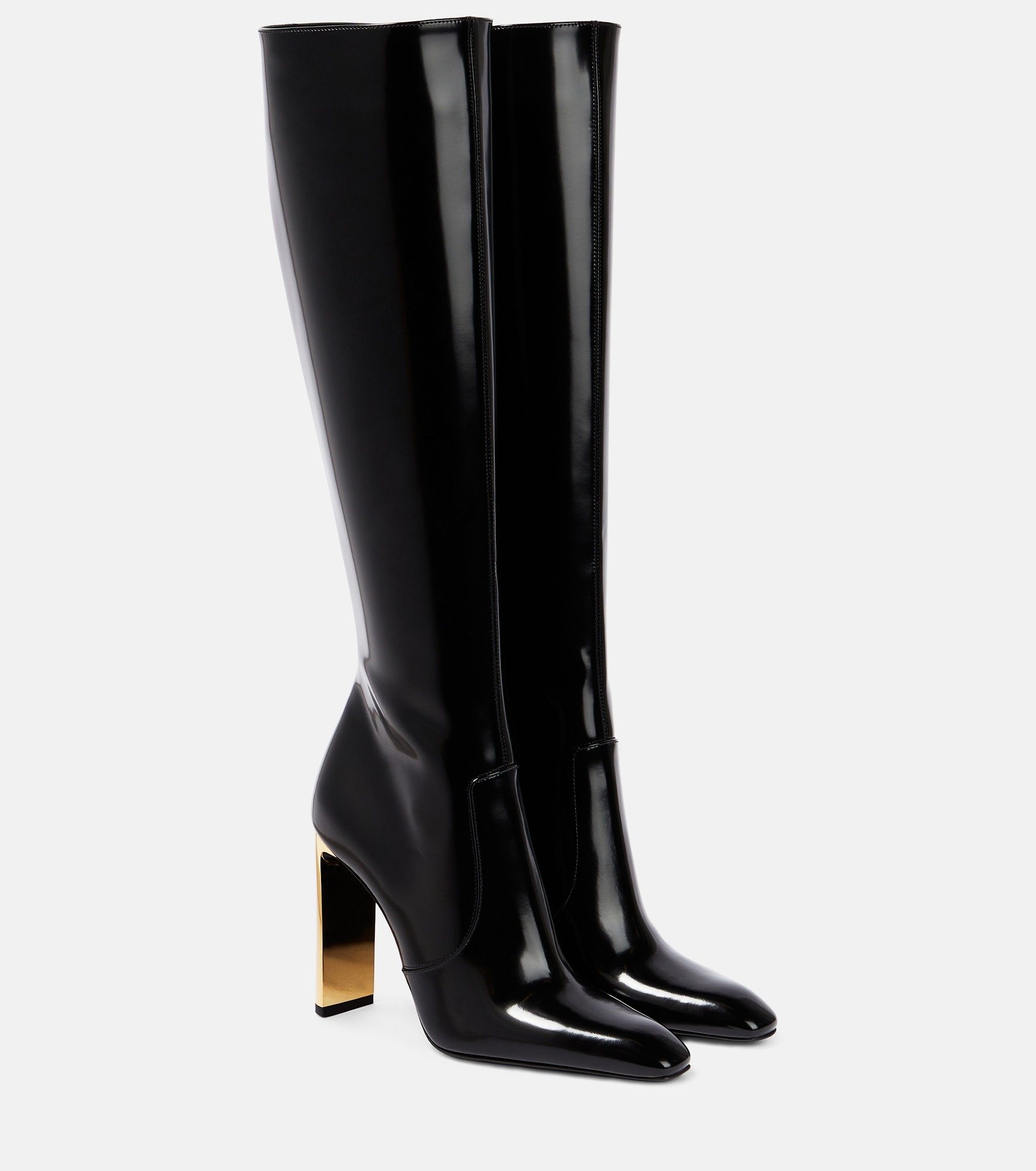 Auteuil 105 glazed leather knee-high boots - 1