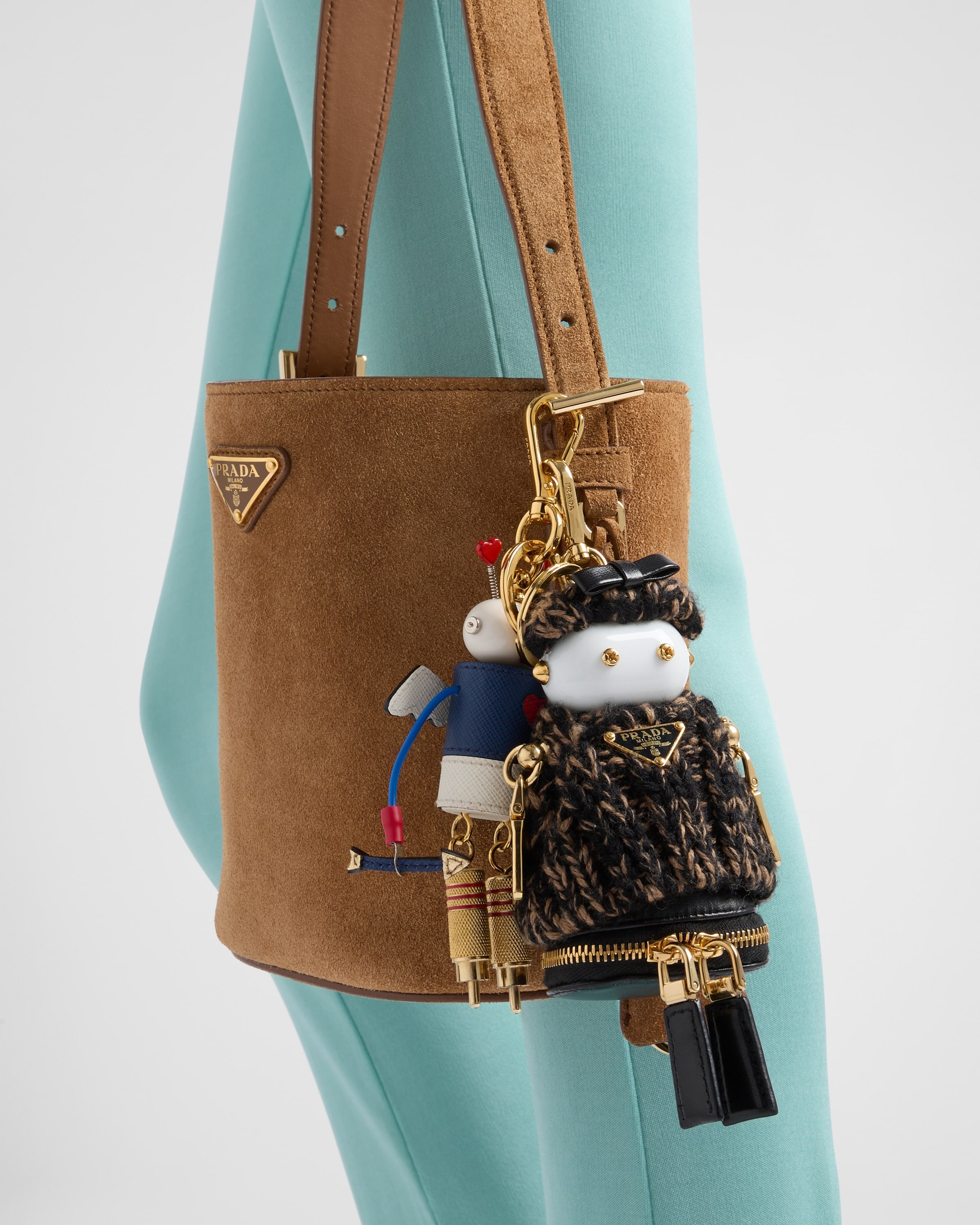 Soft Robot knitted bag charm with shoulder strap - 2