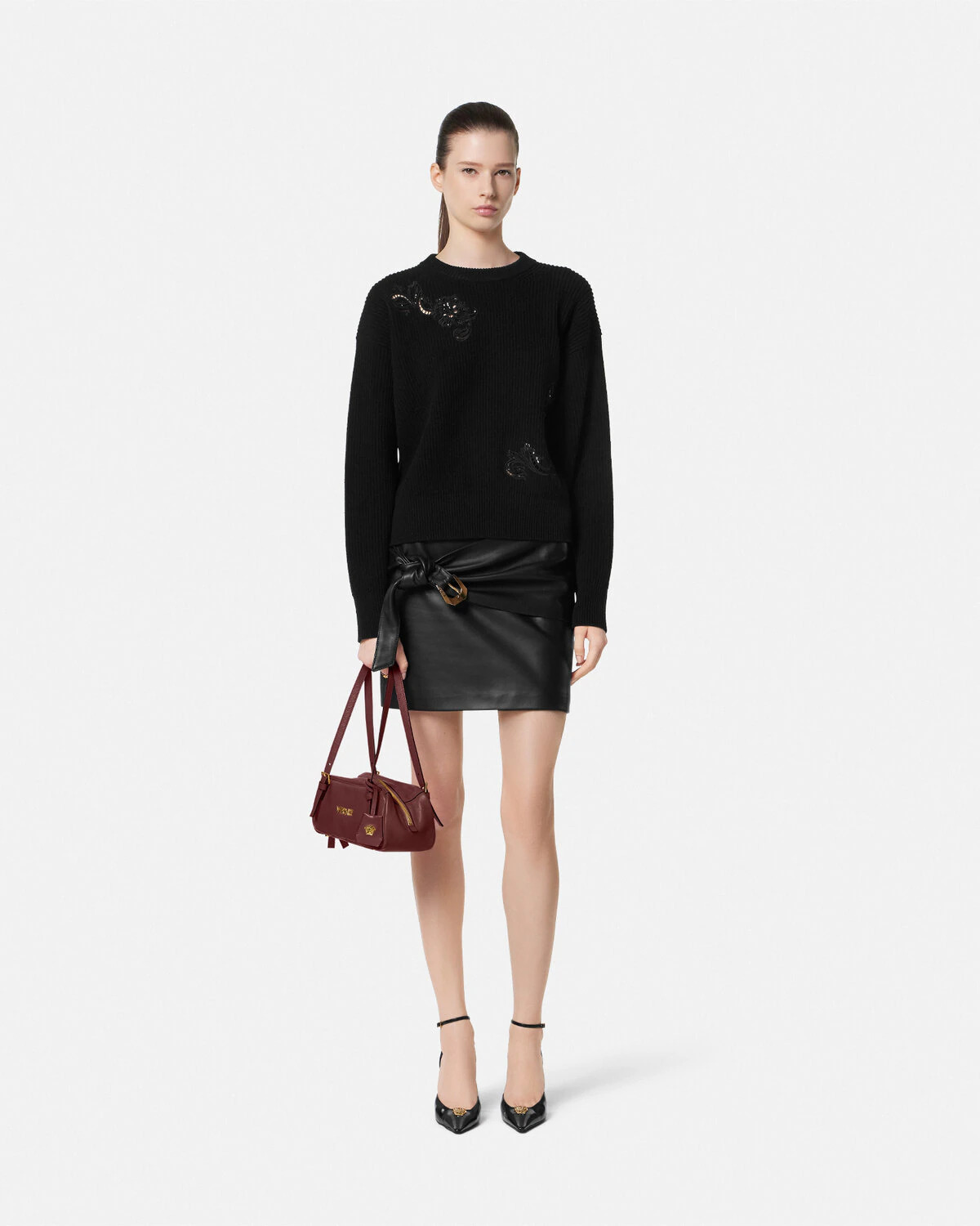 Embroidered Barocco Leaf Knit Sweater - 2