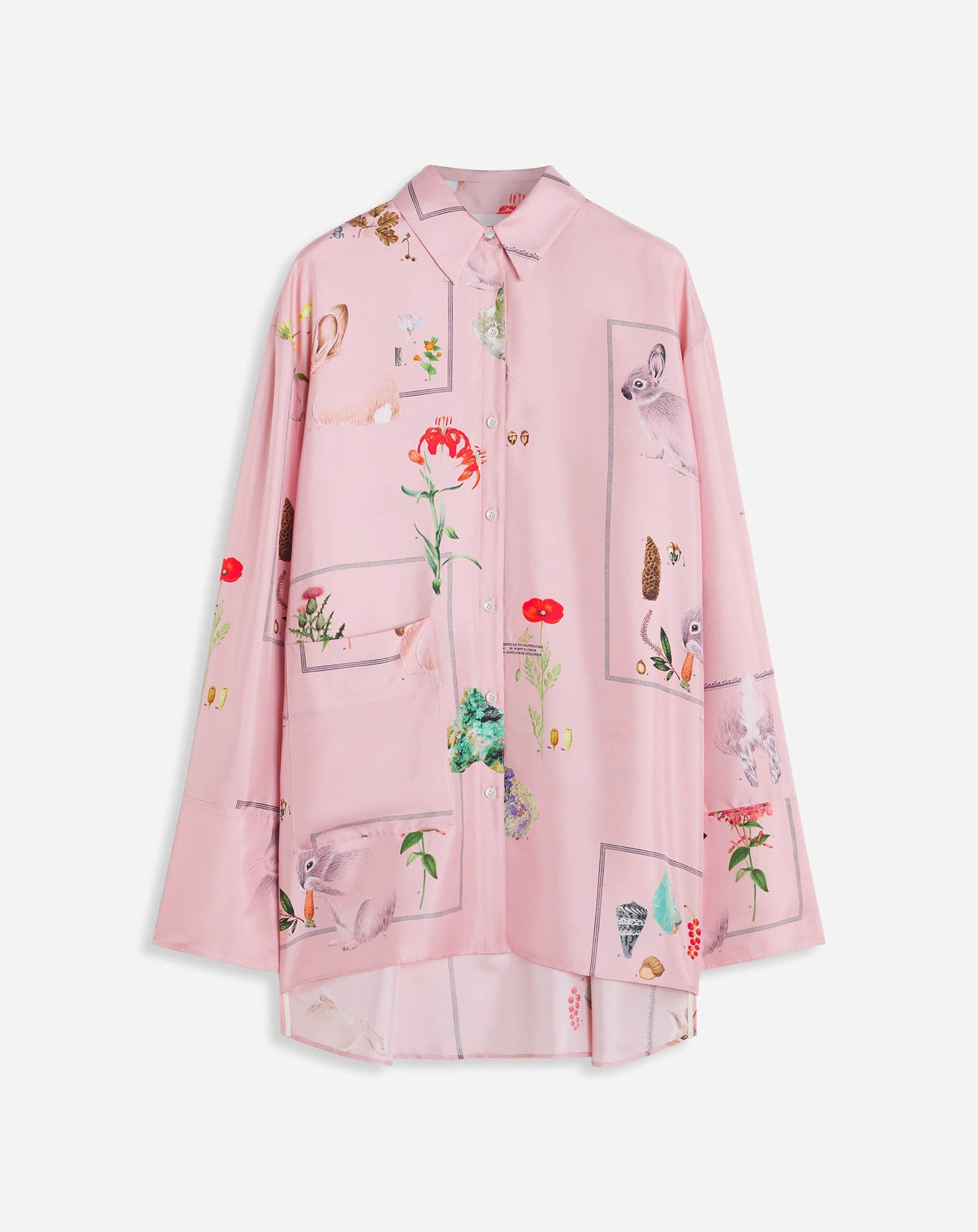 BOTANICAL PRINT LONG SLEEVE OVERSIZED RELAXED SHIRT - 1