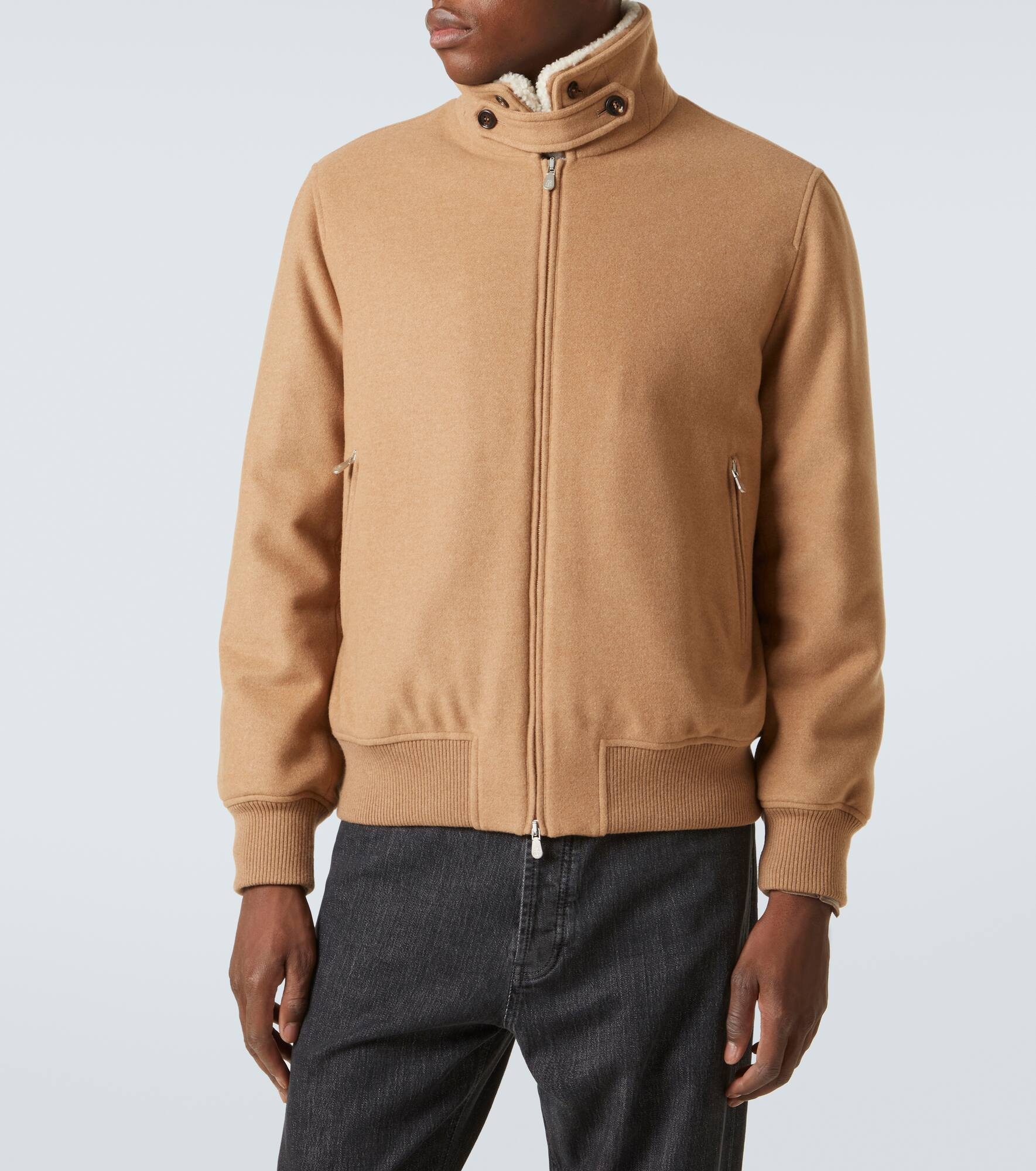Shearling-trimmed cashmere jacket - 3
