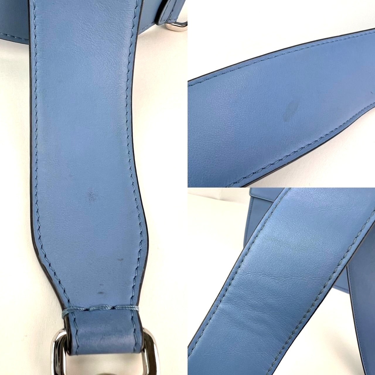 Fendi F Kan 1 Medium Blue Leather Shoulder Hand Bag - 6