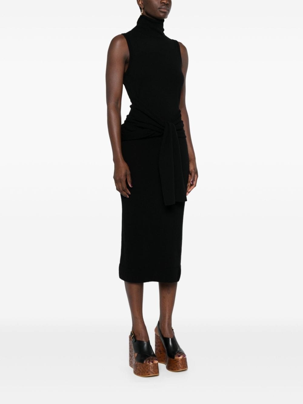 roll-neck knitted midi dress - 3