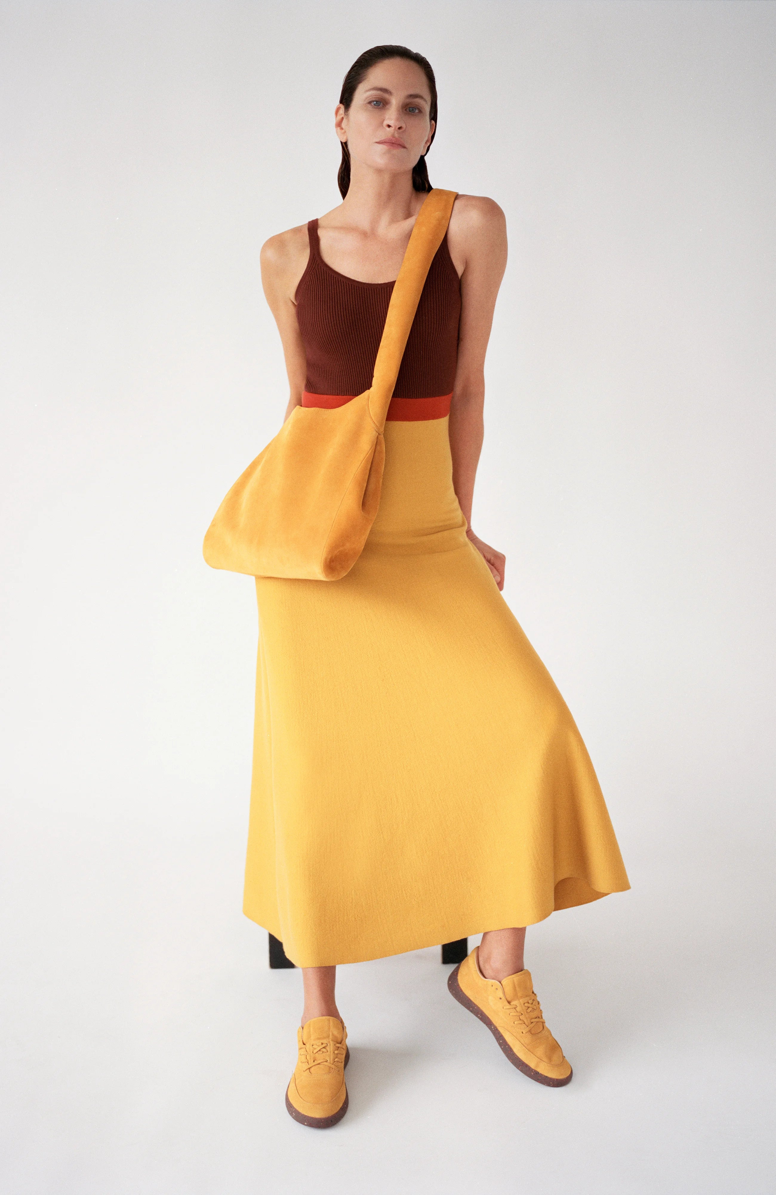 Flaminius Knit Midi Dress in Golden Birch Merino Wool - 2