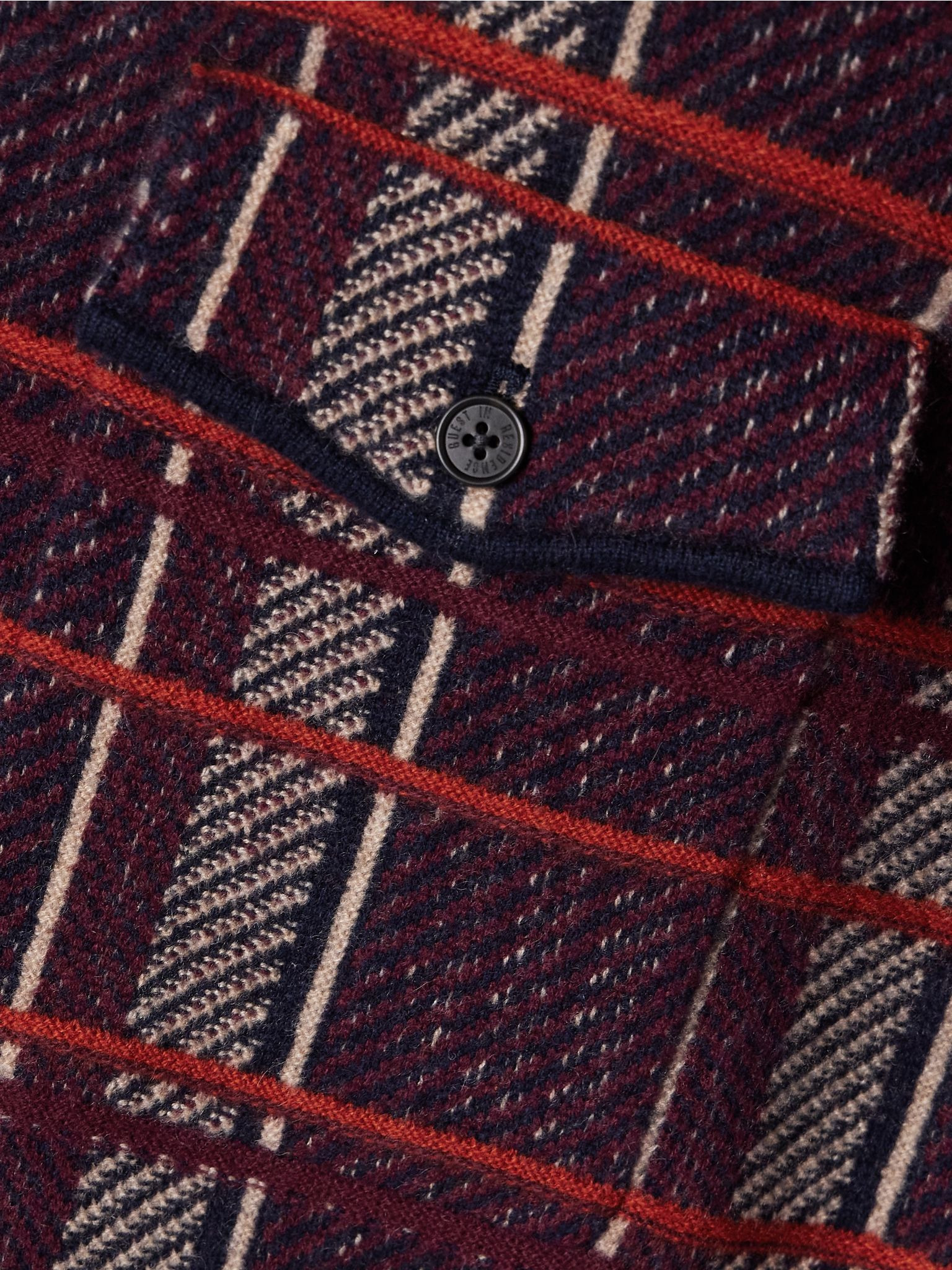 Checked cashmere shirt Plum - 5