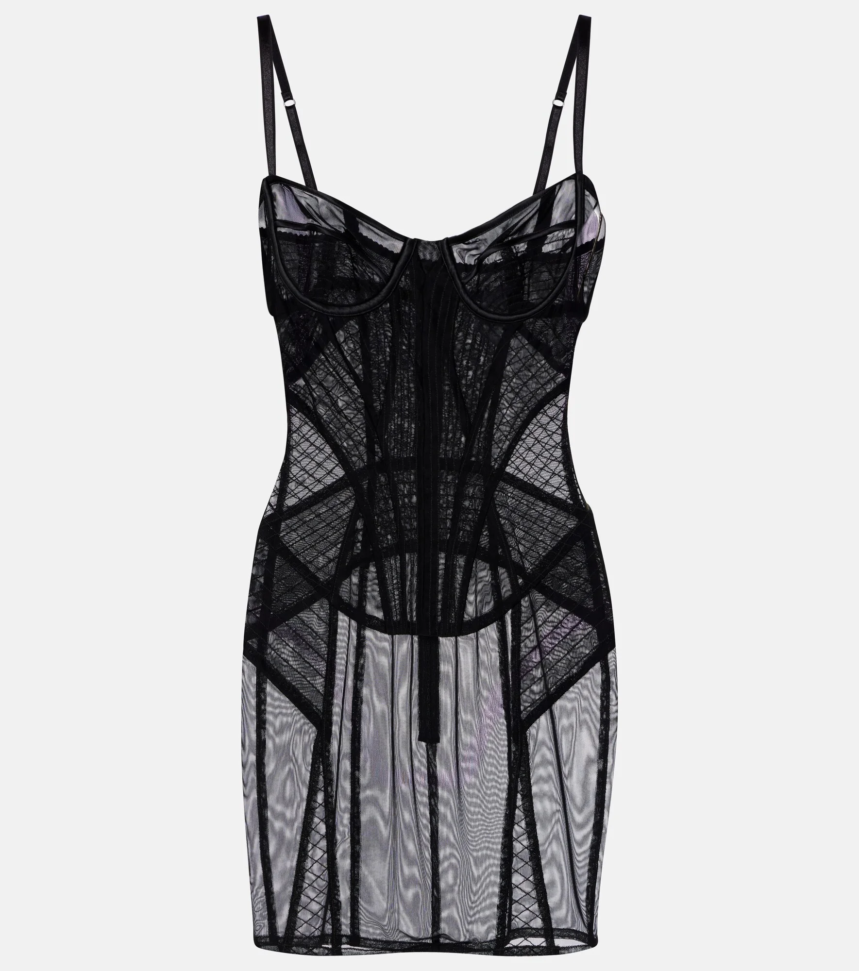 Ruched sheer tulle minidress - 1