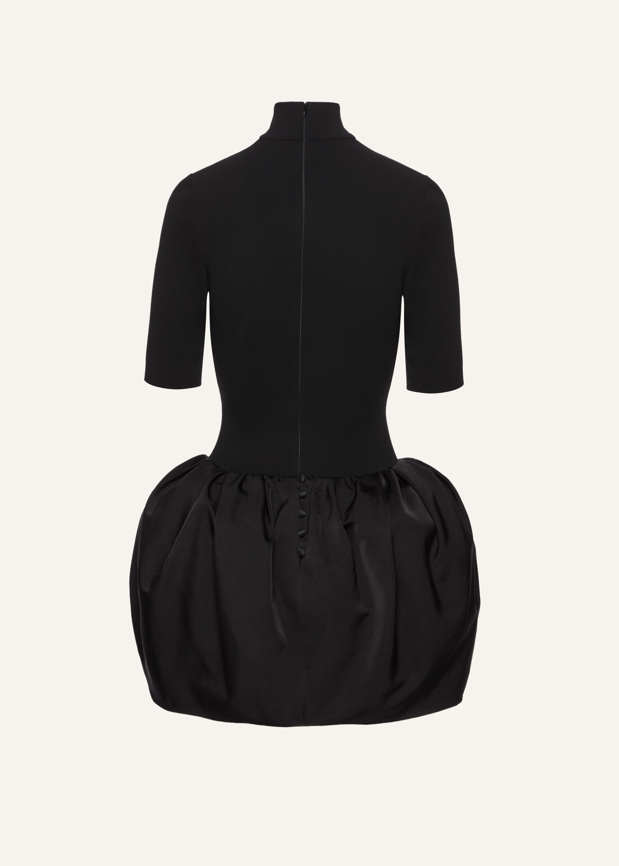 High-neck puff skirt mini dress in black - 2