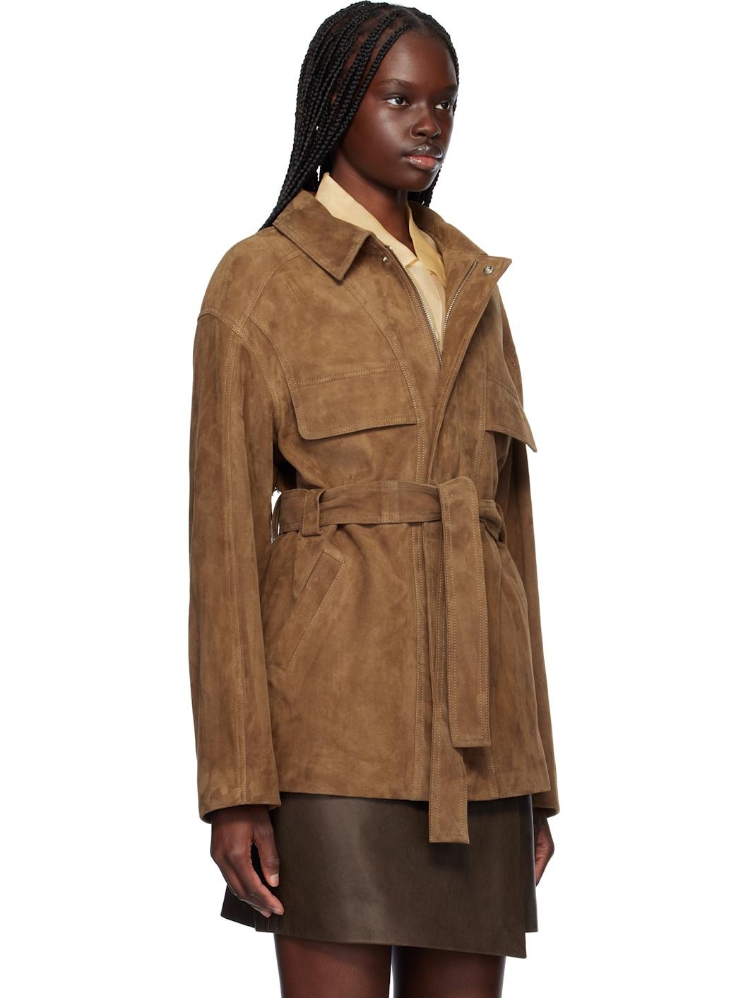 Brown Zakary Belted Suede Jacket - 2