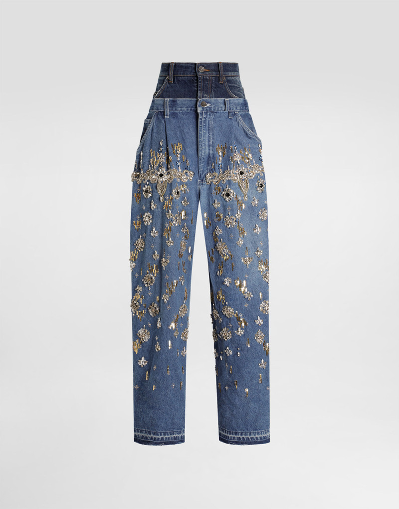 5-pocket embroidered denim jeans 1