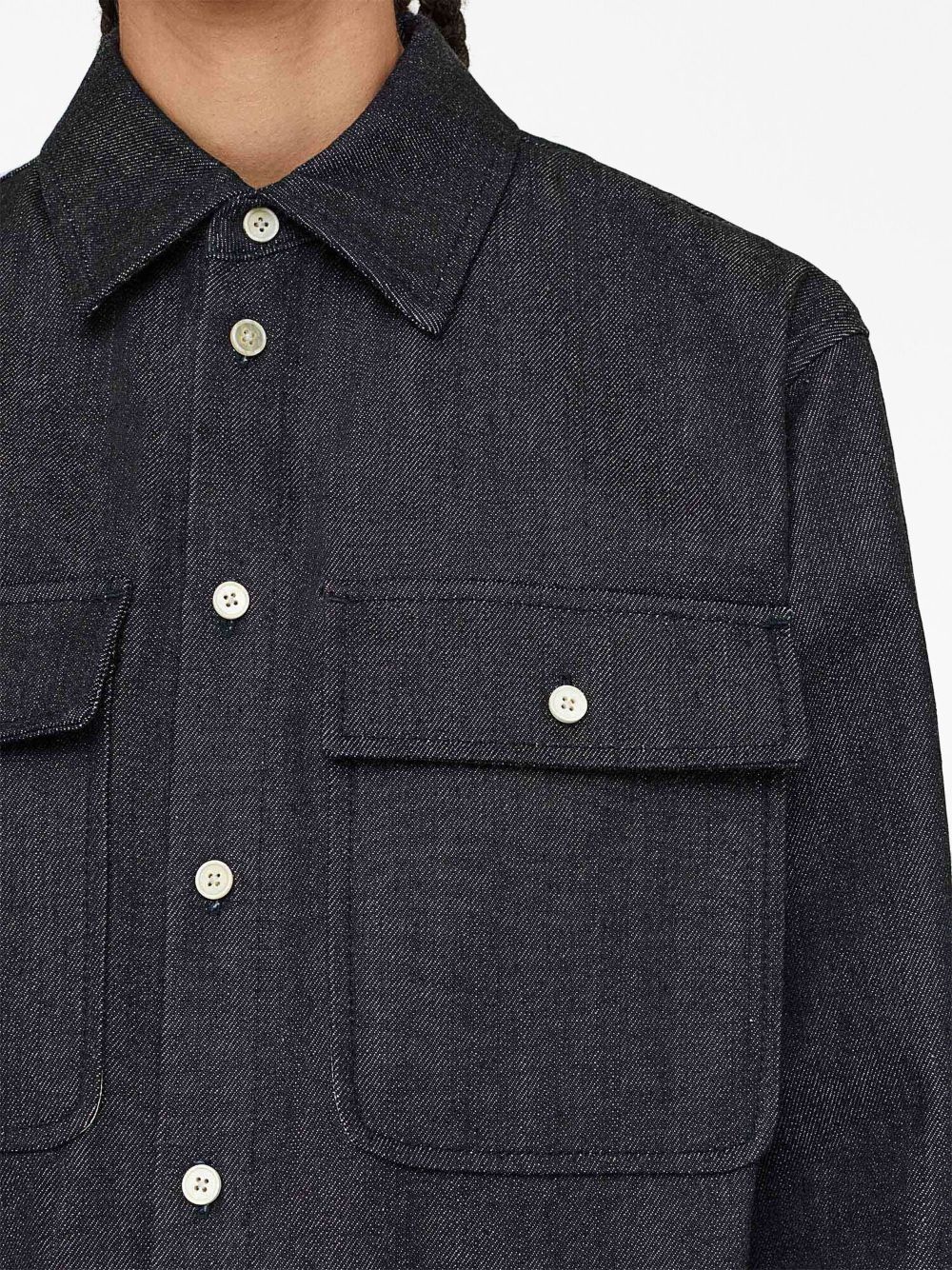 spread-collar denim shirt - 3