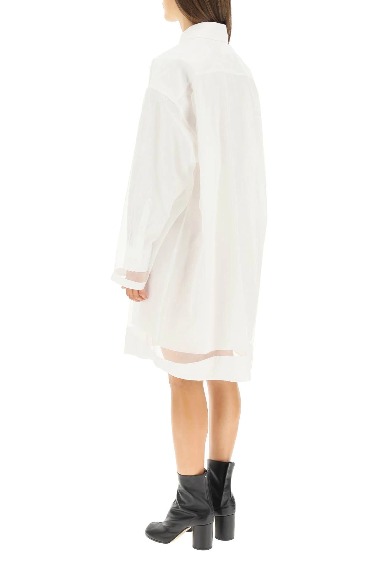 MINI SHIRT DRESS WITH TULLE OVERLAY - 4