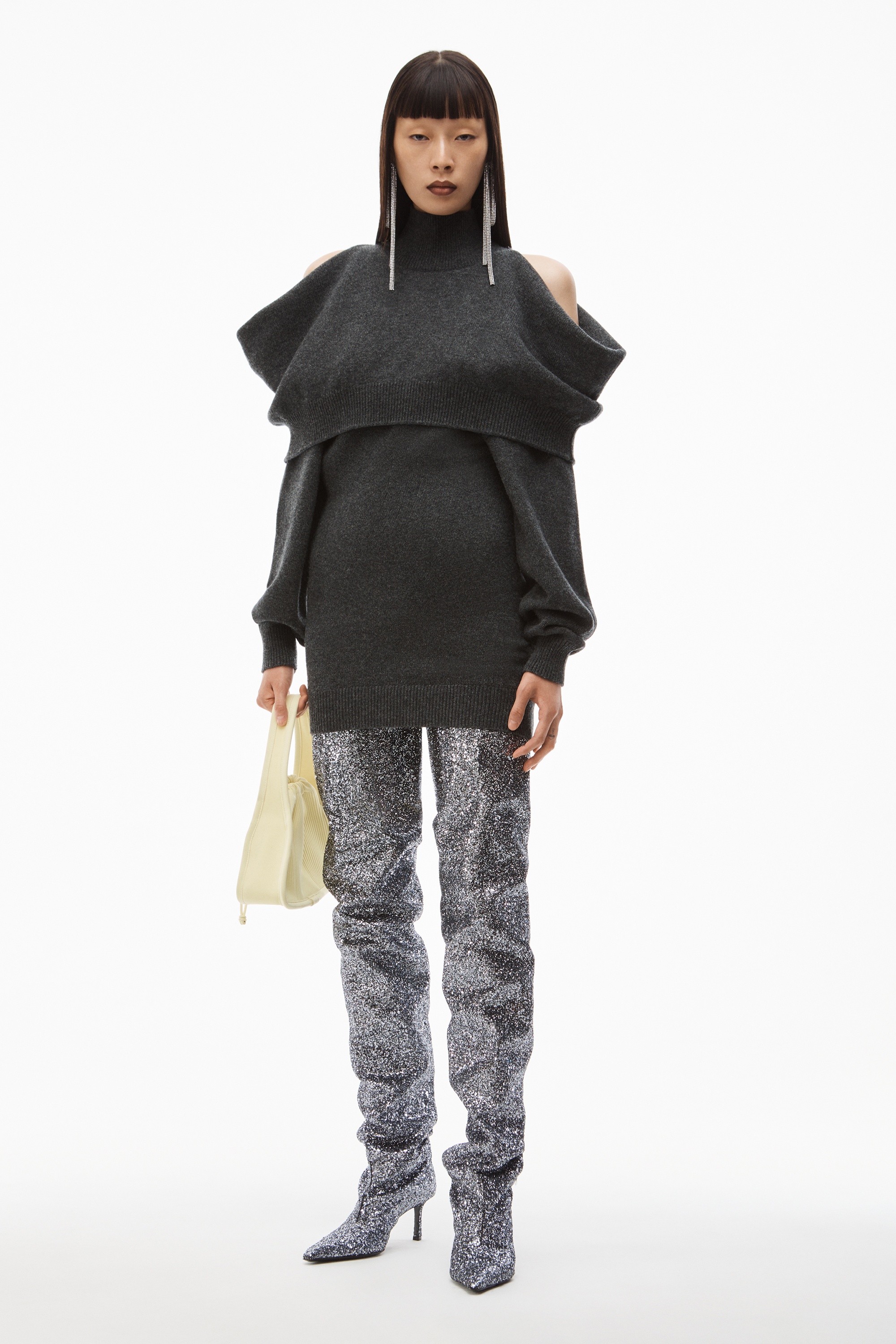 INVERTED TURTLENECK DRESS IN BOILED WOOL - 2