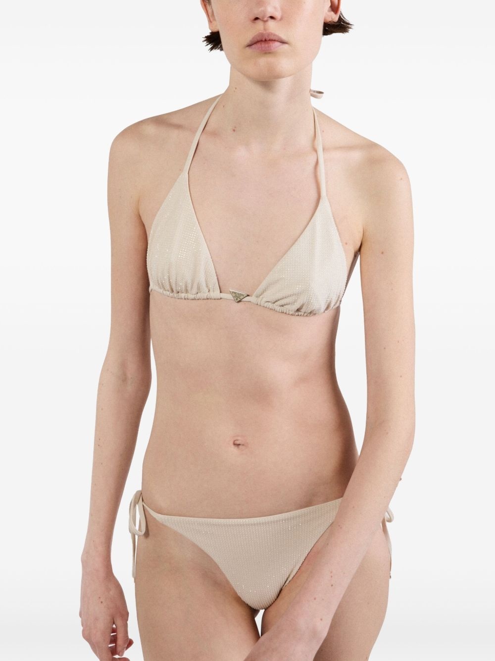 rhinestone-embellished triangle bikini top - 2