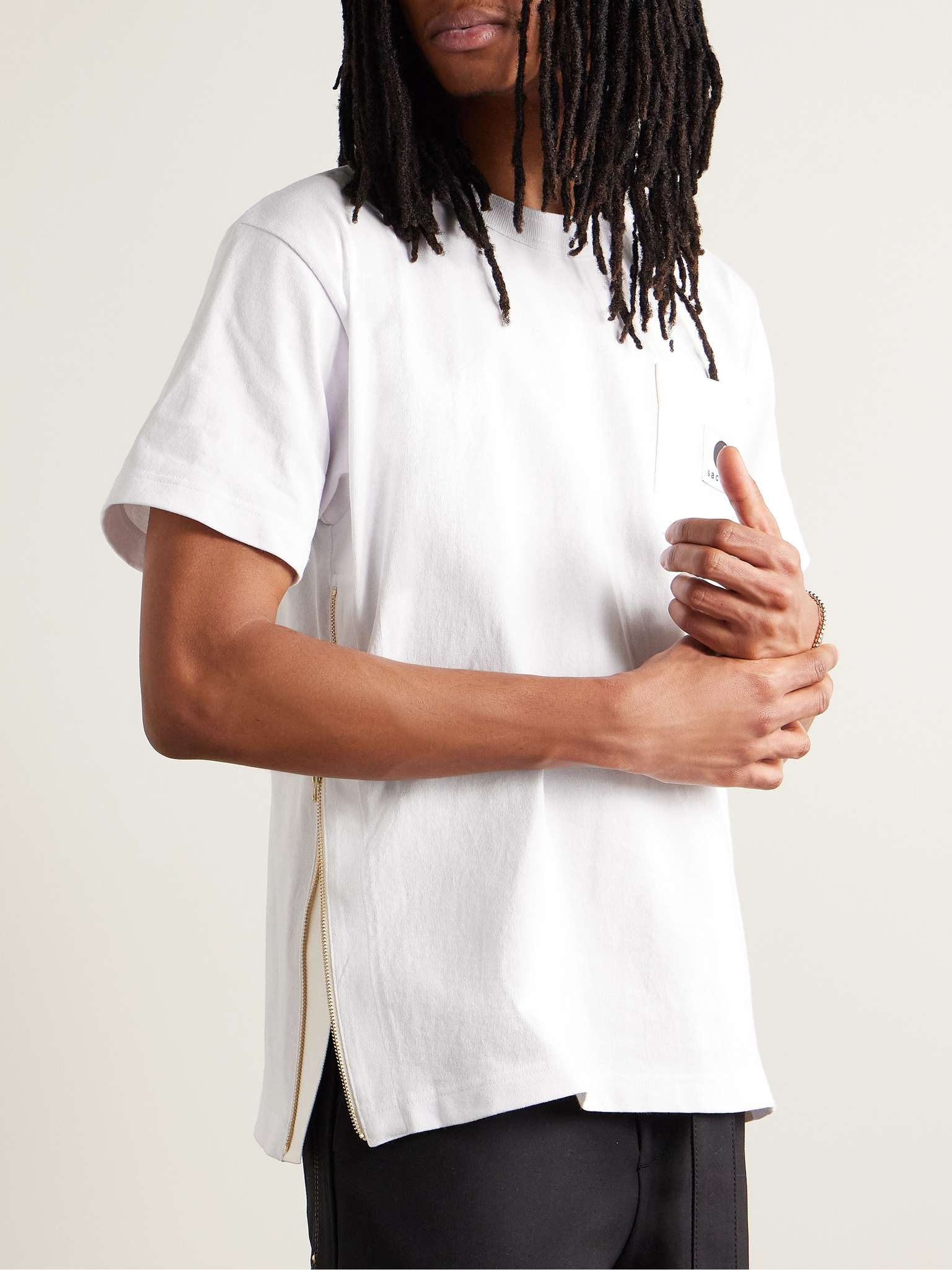 + Carhartt WIP Zip-Detailed Logo-Appliquéd Canvas-Trimmed Cotton-Jersey T-Shirt - 3