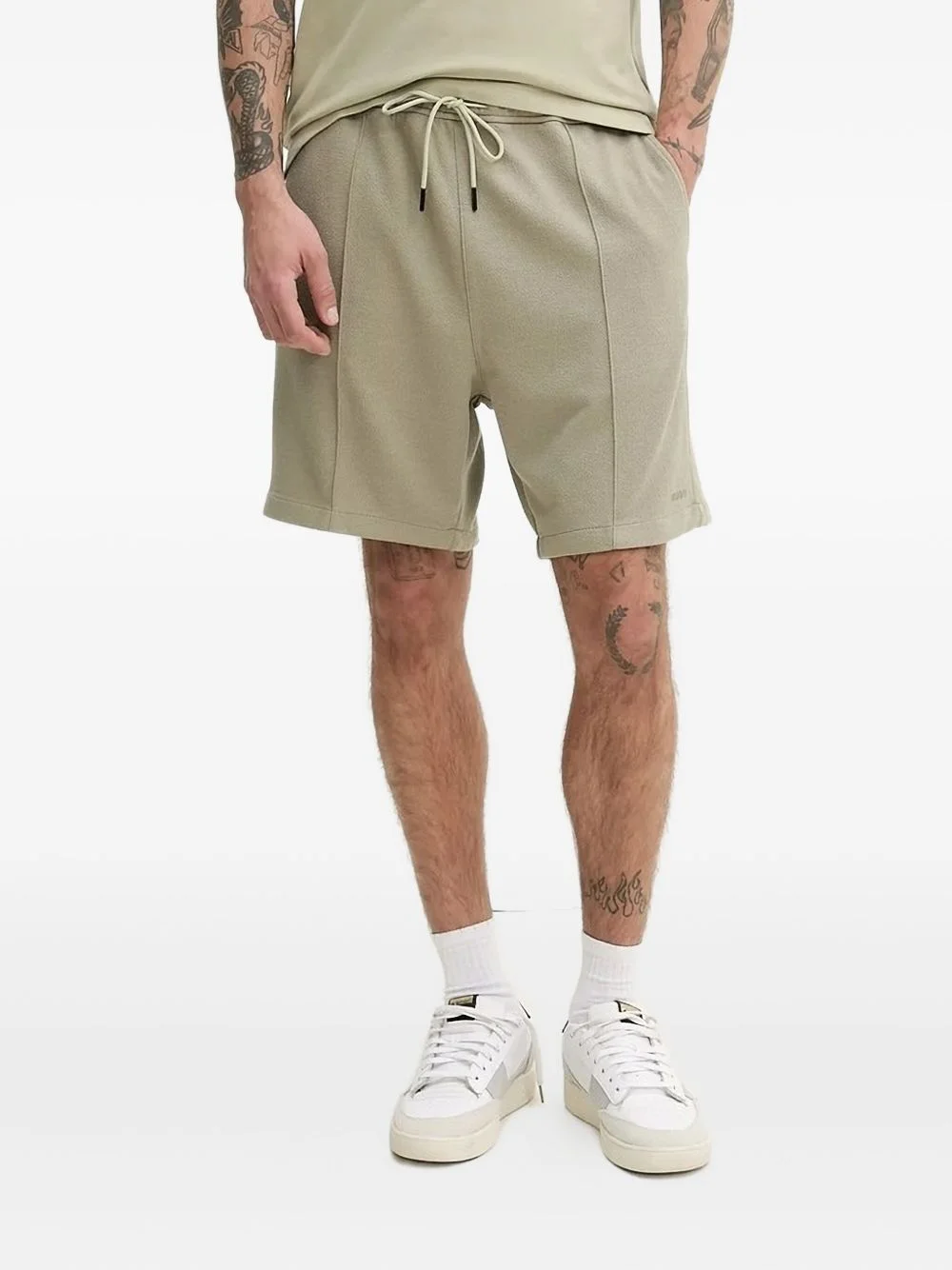 drawstring textured shorts - 1