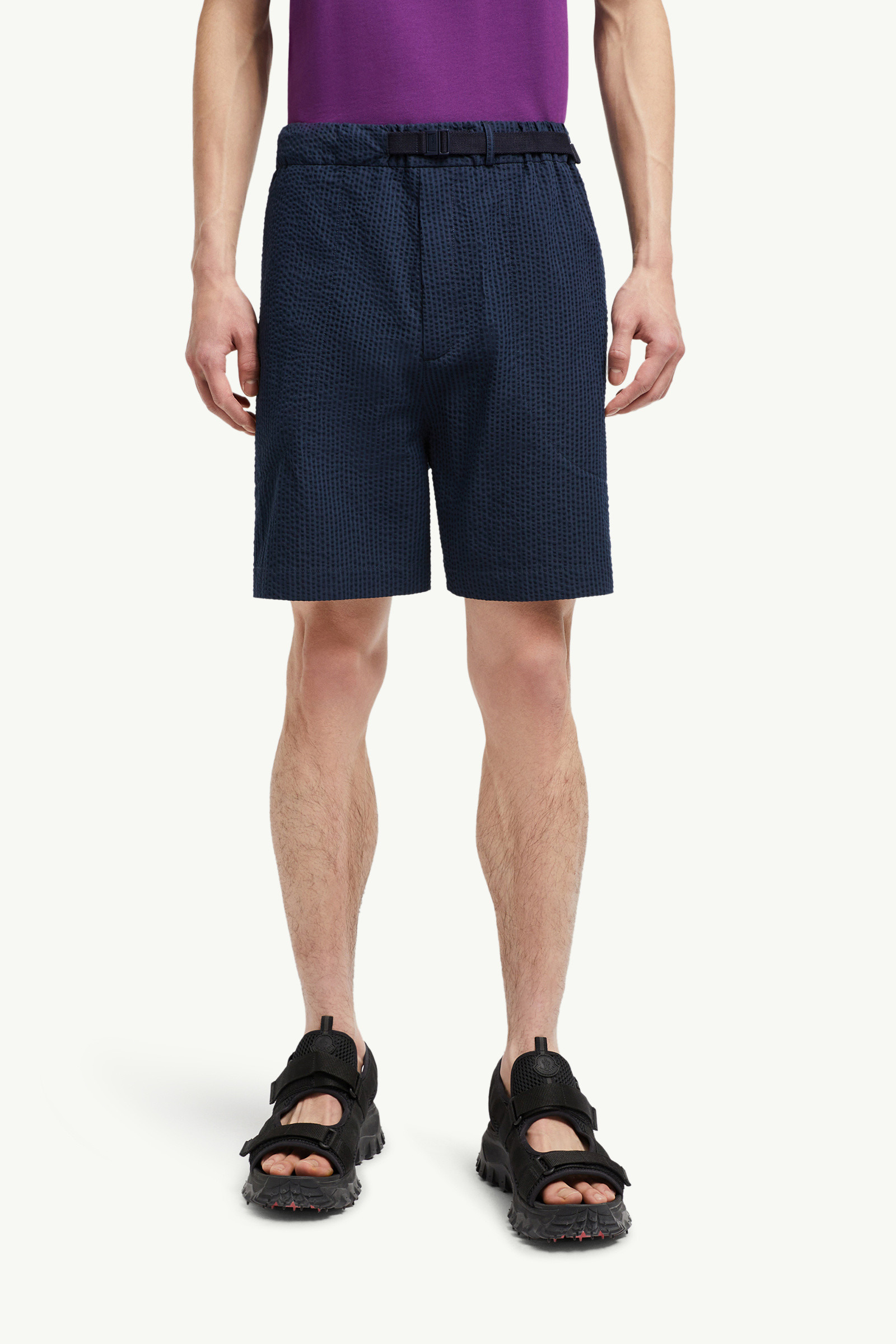Belted Seersucker Shorts - 3
