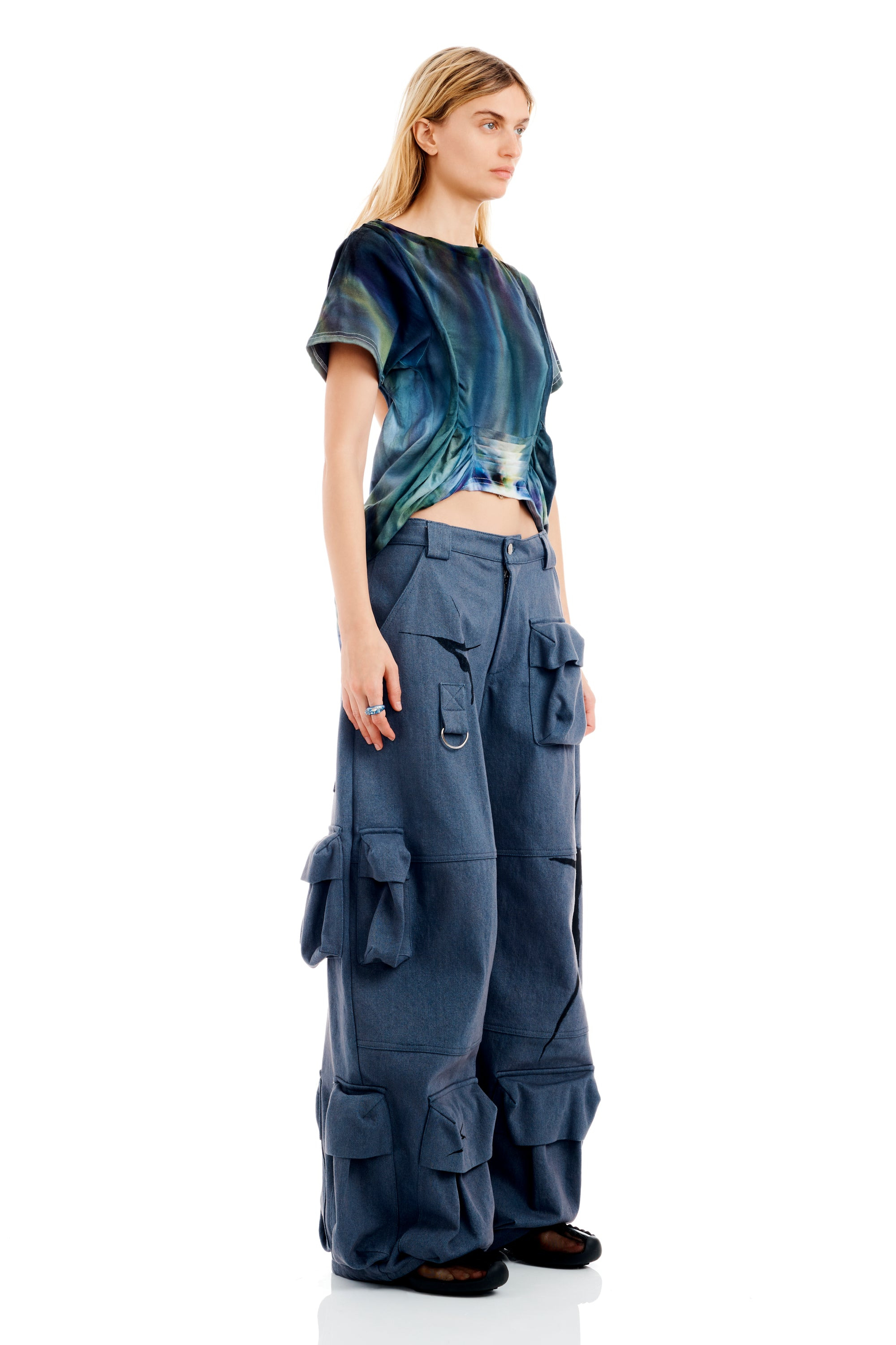 CHARCOAL DENIM GARDEN CARGO PANT - 3