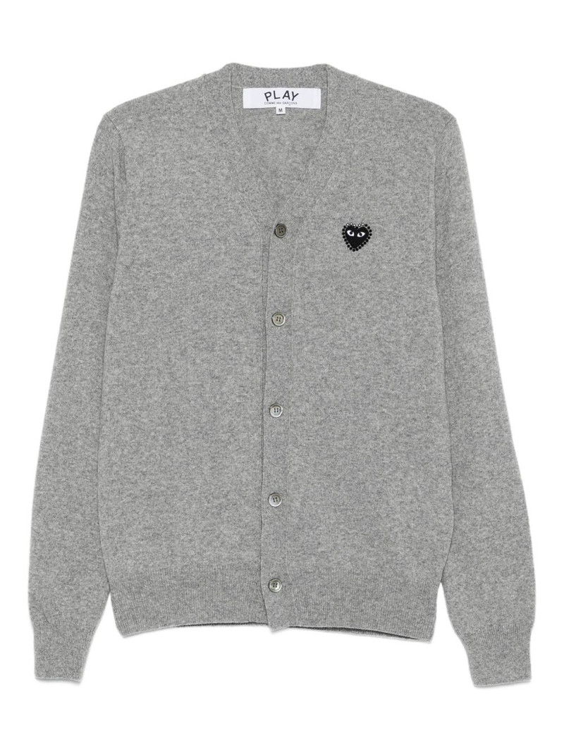 heart-emblem rhinestone-embellishment cardigan 1